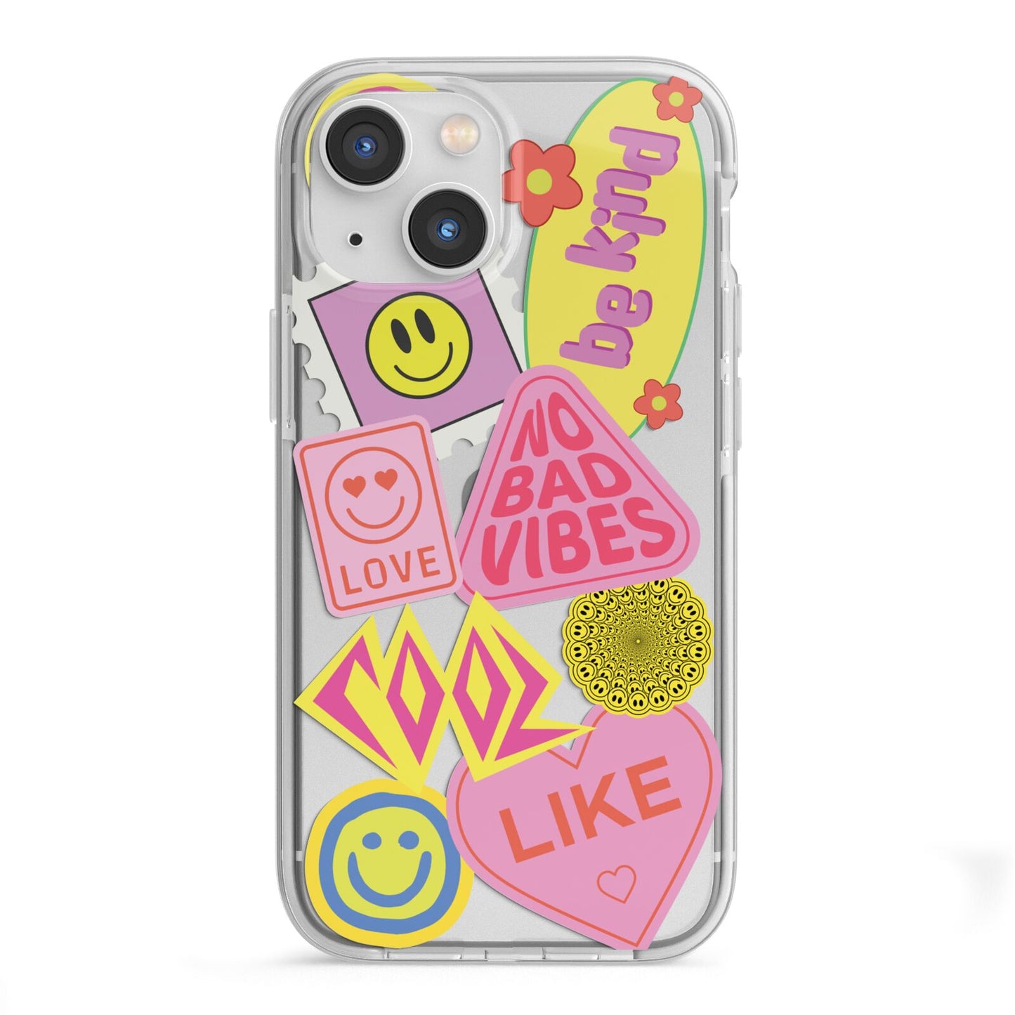 No Bad Vibes Sticker iPhone 13 Mini TPU Impact Case with White Edges