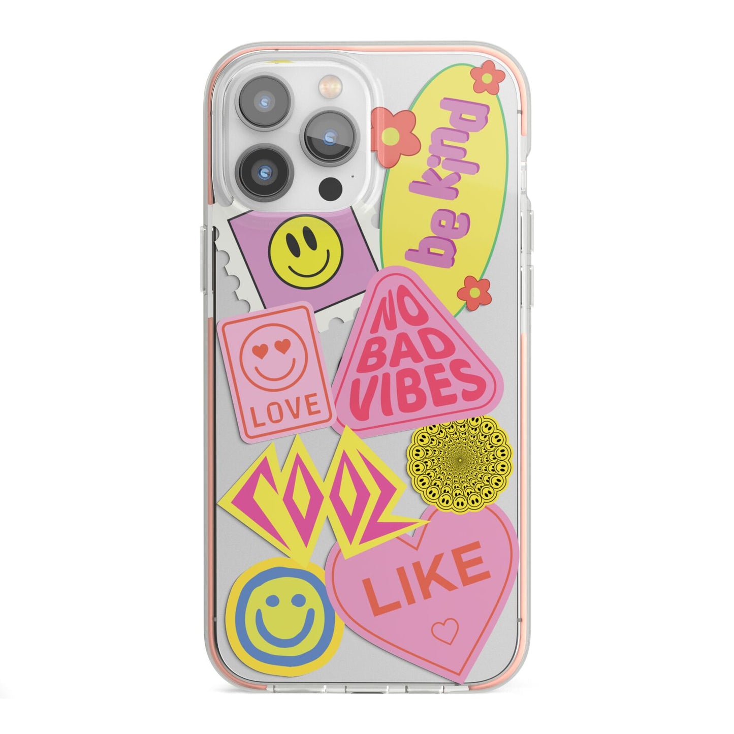 No Bad Vibes Sticker iPhone 13 Pro Max TPU Impact Case with Pink Edges