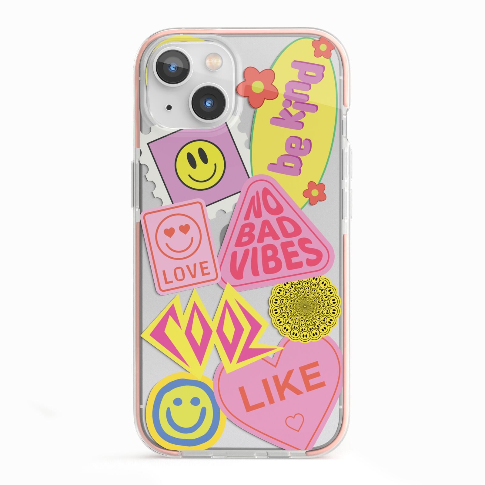 No Bad Vibes Sticker iPhone 13 TPU Impact Case with Pink Edges