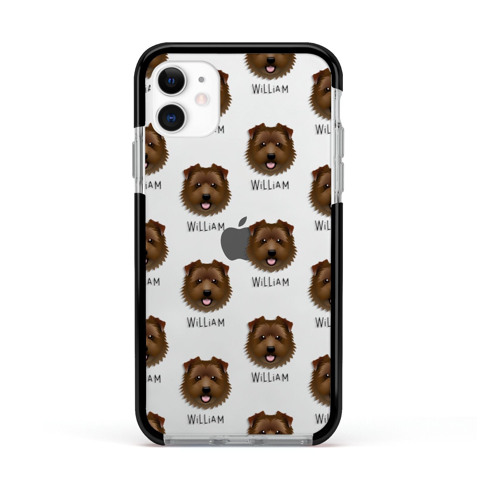 Norfolk Terrier Icon with Name Apple iPhone 11 in White with Black Impact Case