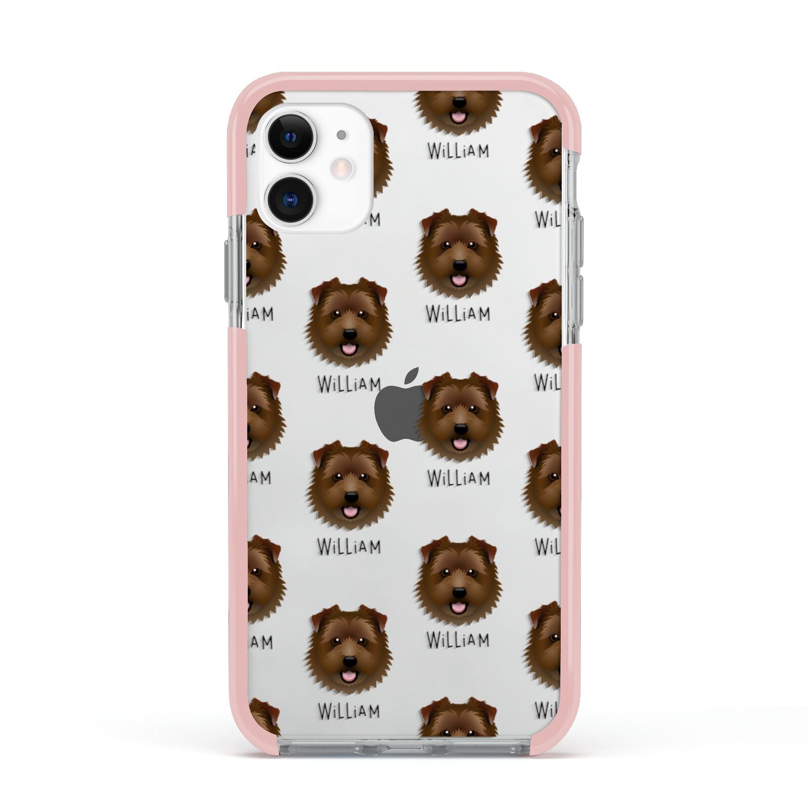 Norfolk Terrier Icon with Name Apple iPhone 11 in White with Pink Impact Case