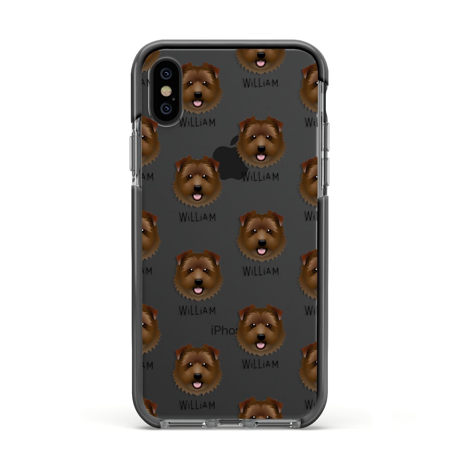 Norfolk Terrier Icon with Name Apple iPhone Xs Impact Case Black Edge on Black Phone