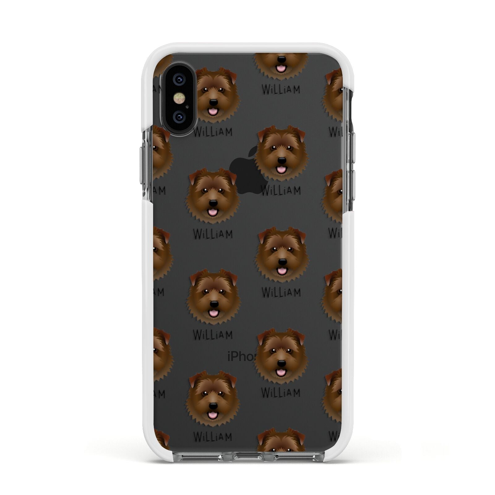 Norfolk Terrier Icon with Name Apple iPhone Xs Impact Case White Edge on Black Phone