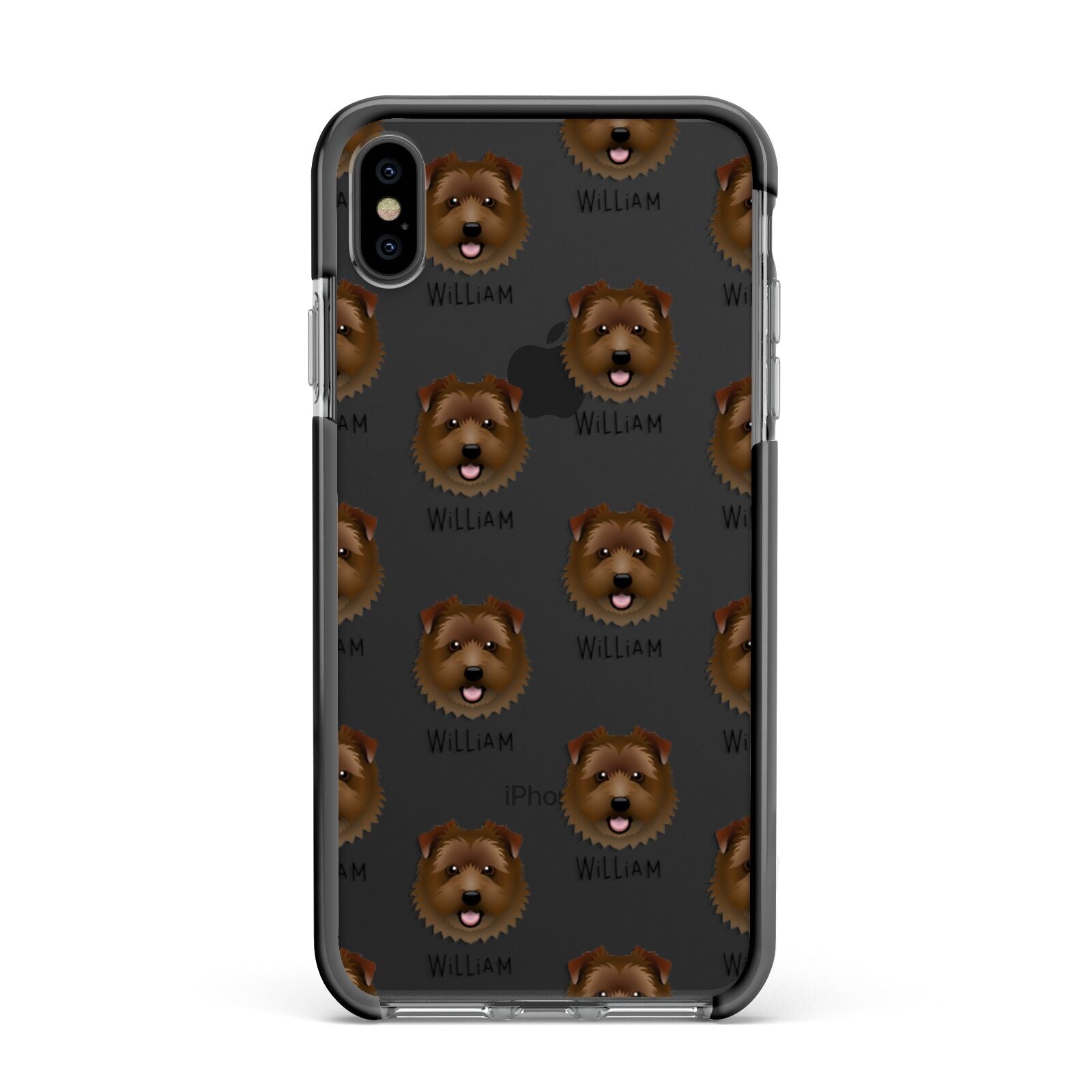 Norfolk Terrier Icon with Name Apple iPhone Xs Max Impact Case Black Edge on Black Phone