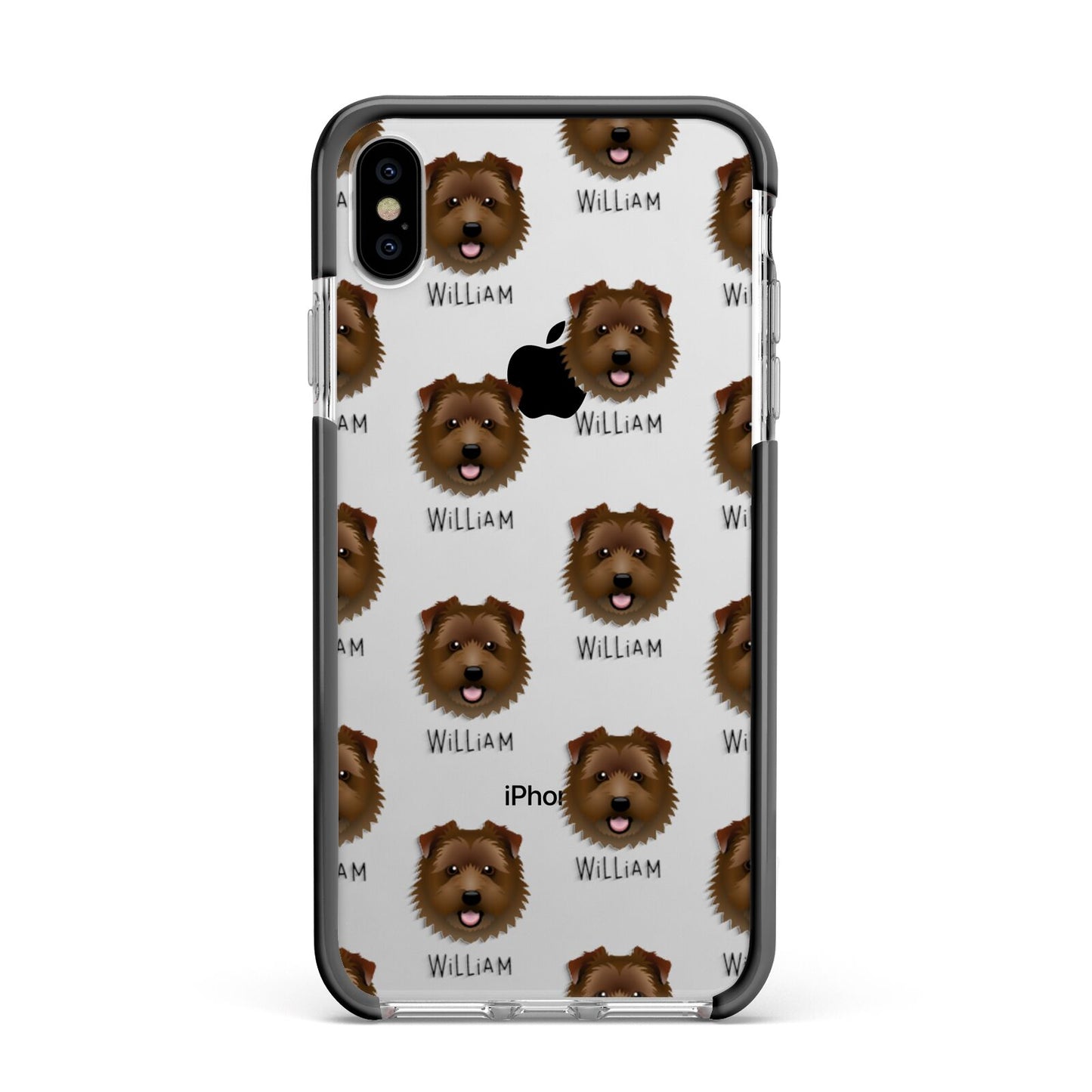 Norfolk Terrier Icon with Name Apple iPhone Xs Max Impact Case Black Edge on Silver Phone
