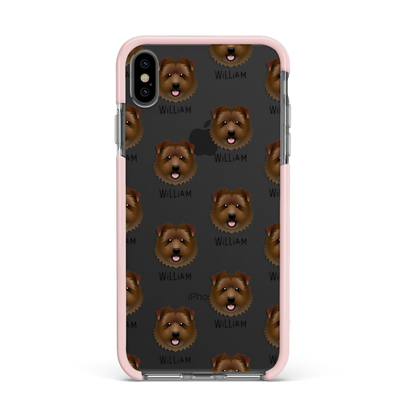 Norfolk Terrier Icon with Name Apple iPhone Xs Max Impact Case Pink Edge on Black Phone