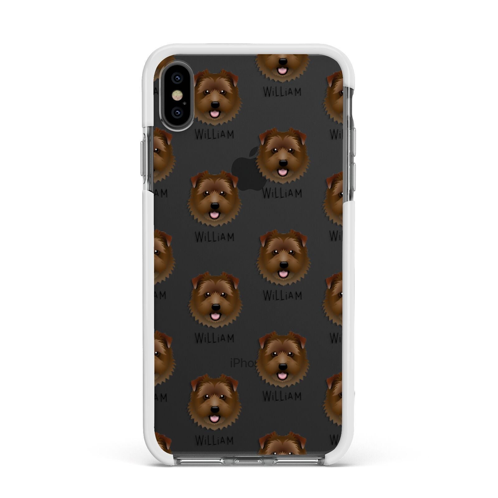 Norfolk Terrier Icon with Name Apple iPhone Xs Max Impact Case White Edge on Black Phone