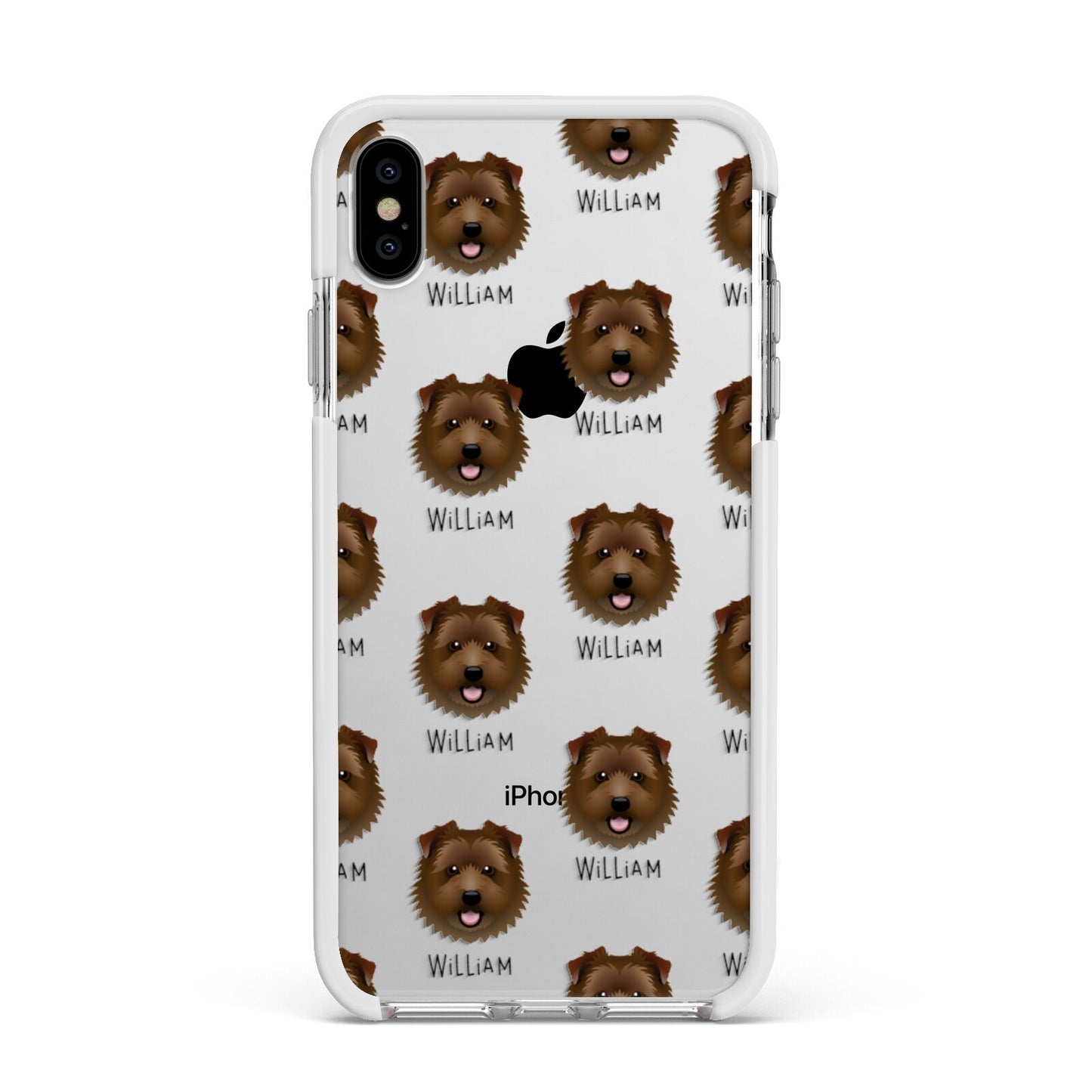 Norfolk Terrier Icon with Name Apple iPhone Xs Max Impact Case White Edge on Silver Phone