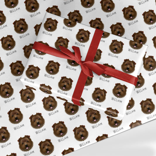 Norfolk Terrier Icon with Name Custom Wrapping Paper