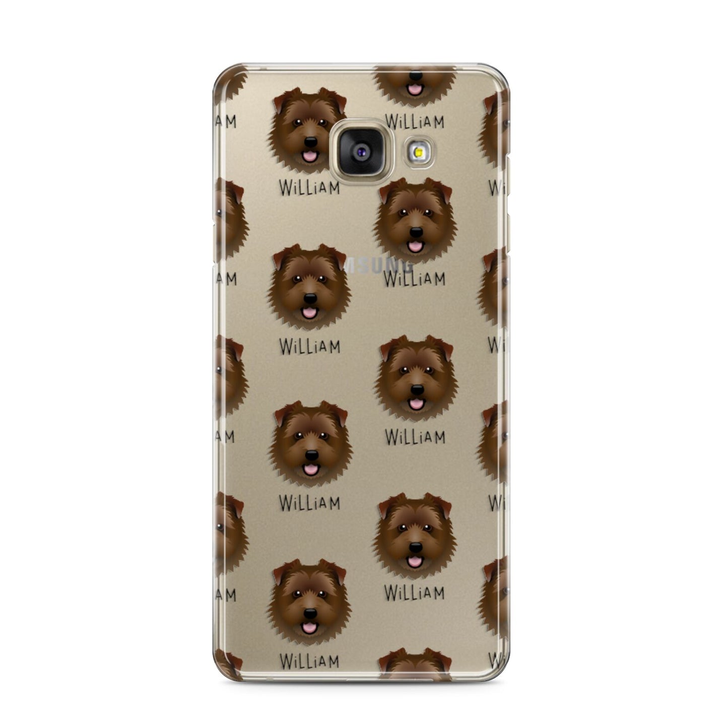 Norfolk Terrier Icon with Name Samsung Galaxy A3 2016 Case on gold phone