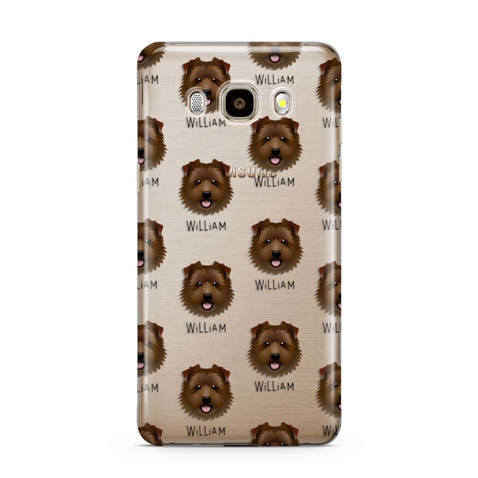 Norfolk Terrier Icon with Name Samsung Galaxy J7 2016 Case on gold phone