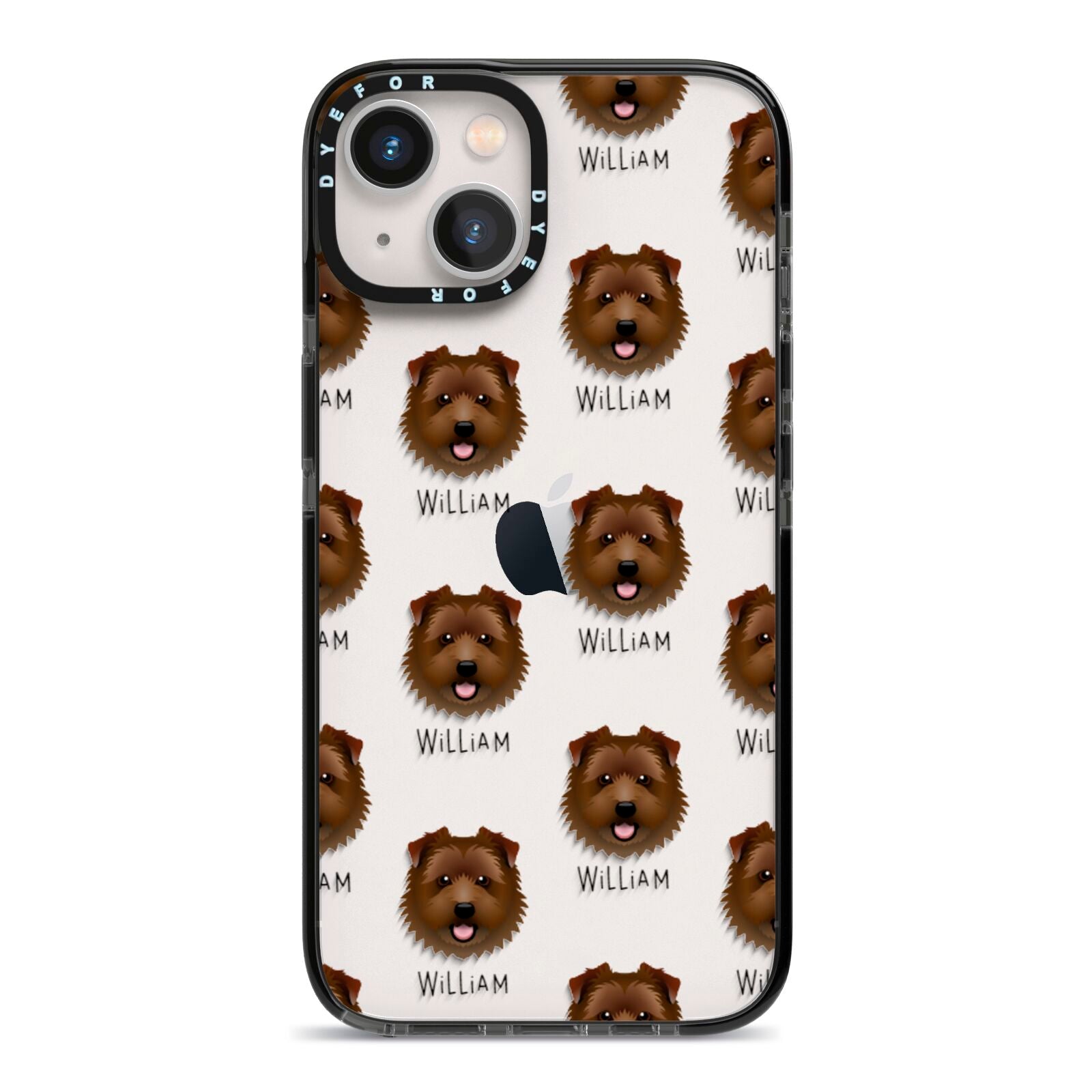 Norfolk Terrier Icon with Name iPhone 13 Black Impact Case on Silver phone