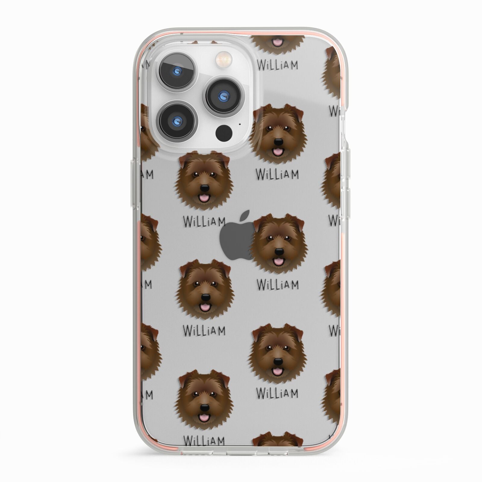 Norfolk Terrier Icon with Name iPhone 13 Pro TPU Impact Case with Pink Edges