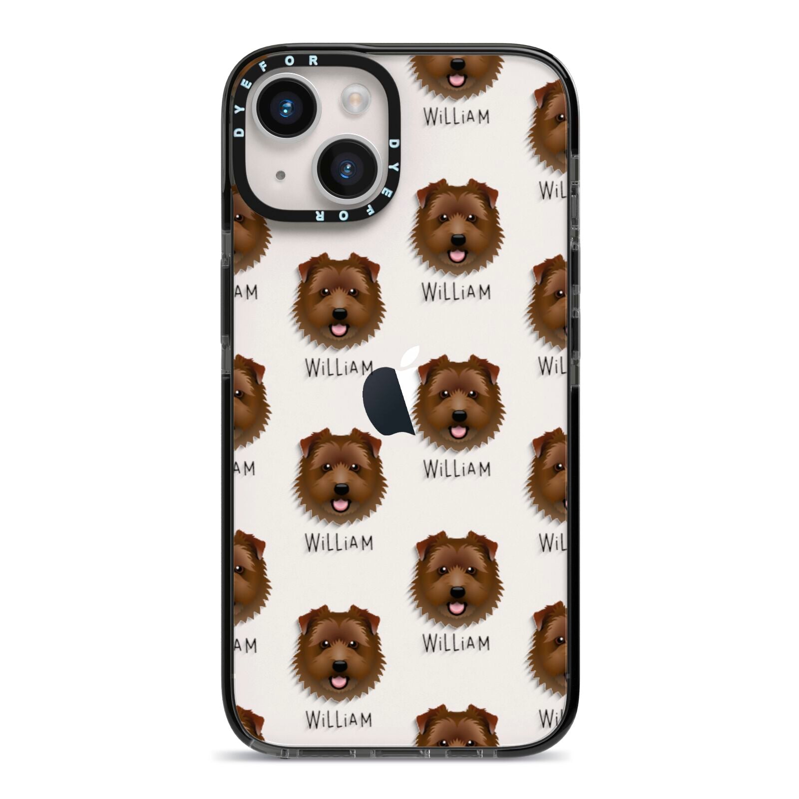 Norfolk Terrier Icon with Name iPhone 14 Black Impact Case on Silver phone