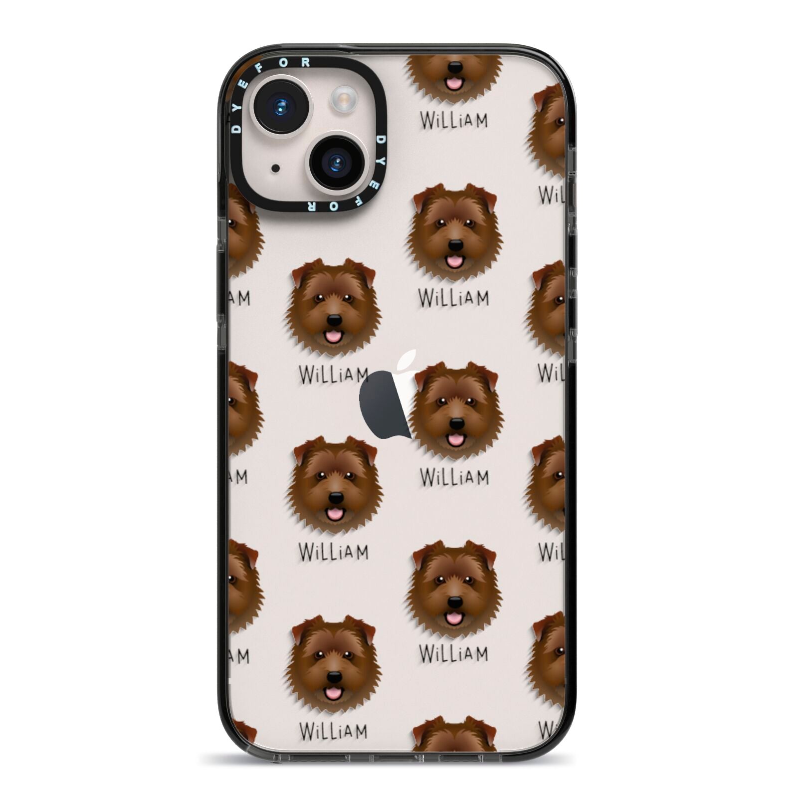 Norfolk Terrier Icon with Name iPhone 14 Plus Black Impact Case on Silver phone