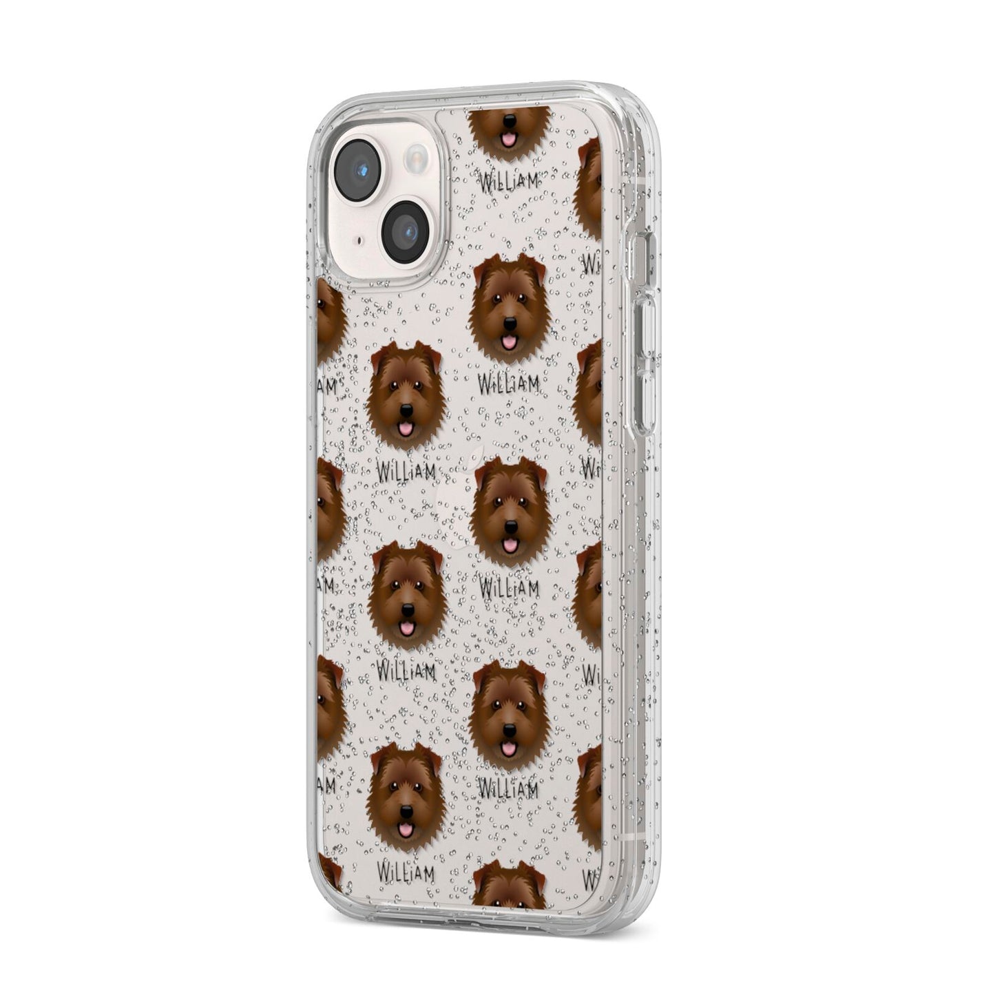 Norfolk Terrier Icon with Name iPhone 14 Plus Glitter Tough Case Starlight Angled Image