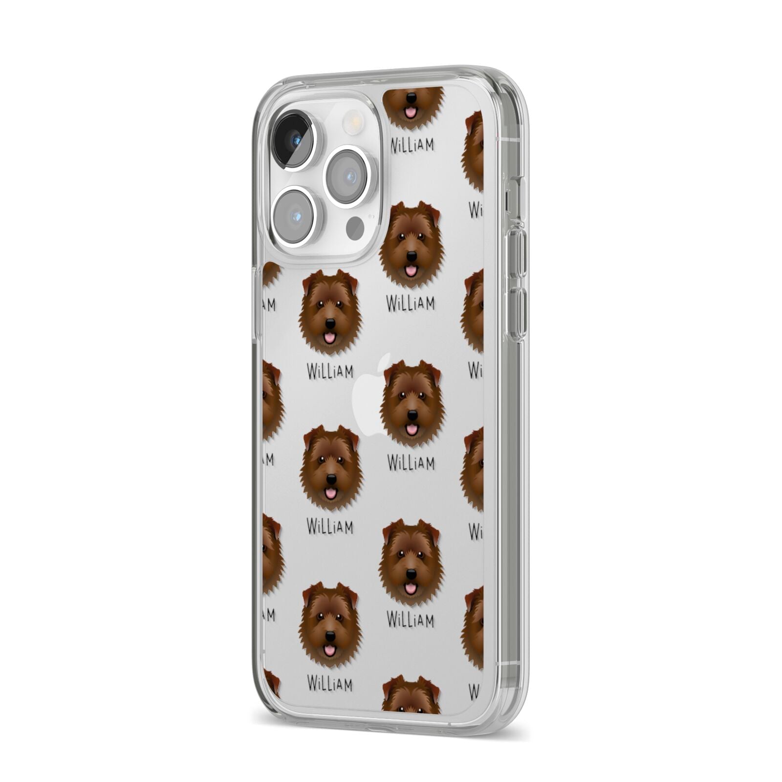 Norfolk Terrier Icon with Name iPhone 14 Pro Max Clear Tough Case Silver Angled Image