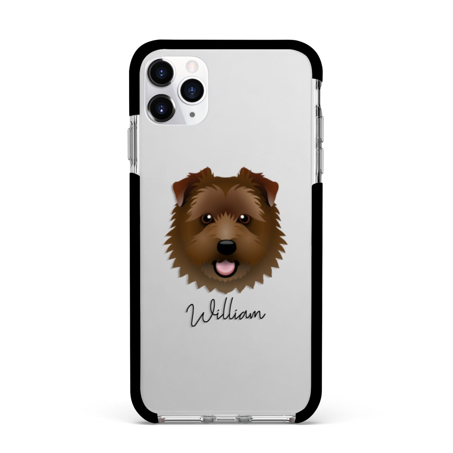 Norfolk Terrier Personalised Apple iPhone 11 Pro Max in Silver with Black Impact Case