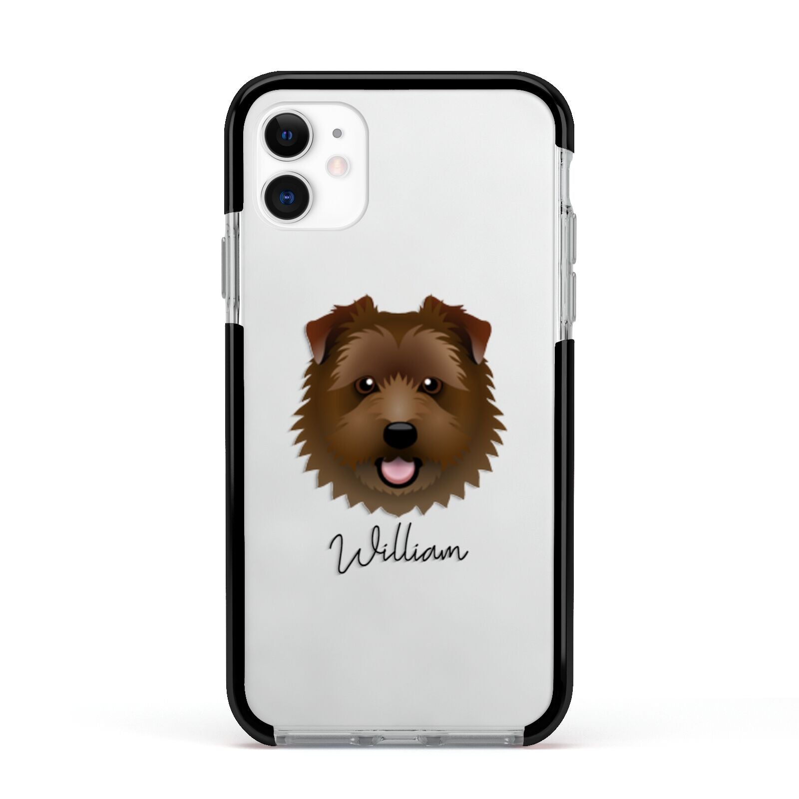 Norfolk Terrier Personalised Apple iPhone 11 in White with Black Impact Case