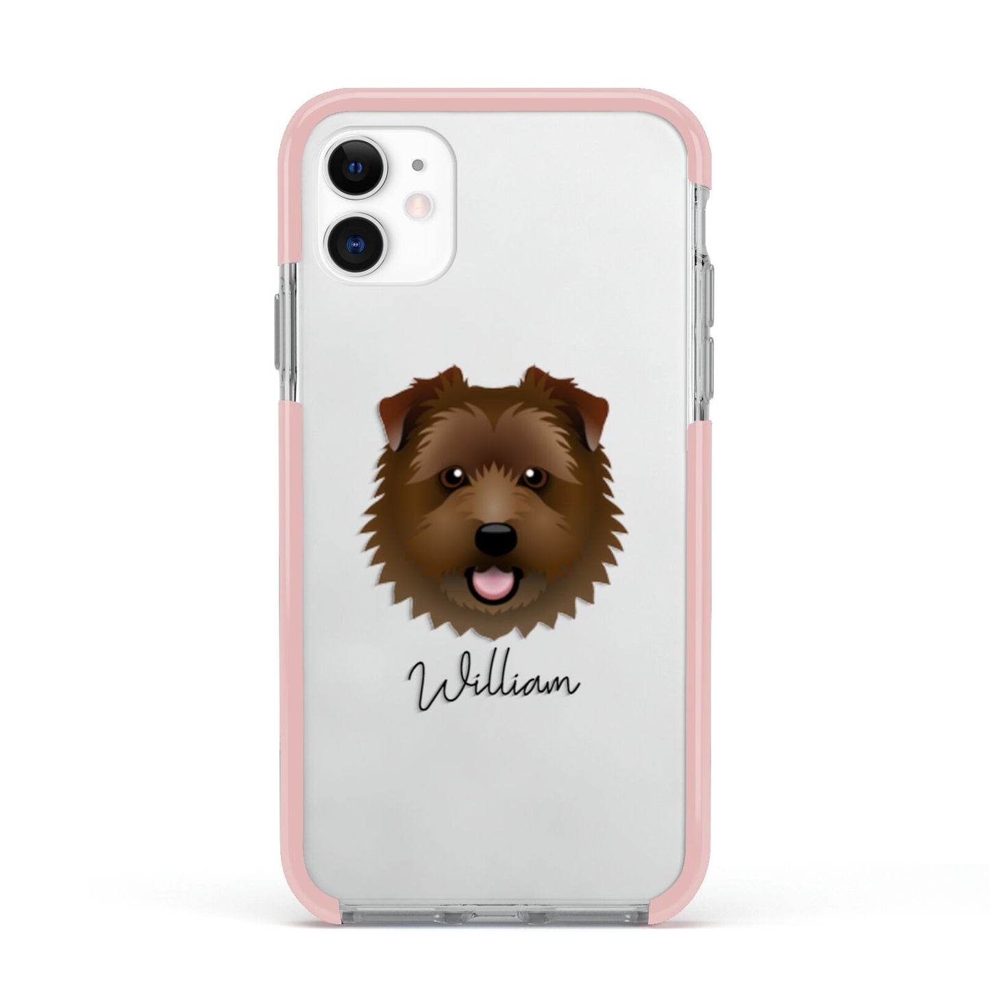 Norfolk Terrier Personalised Apple iPhone 11 in White with Pink Impact Case