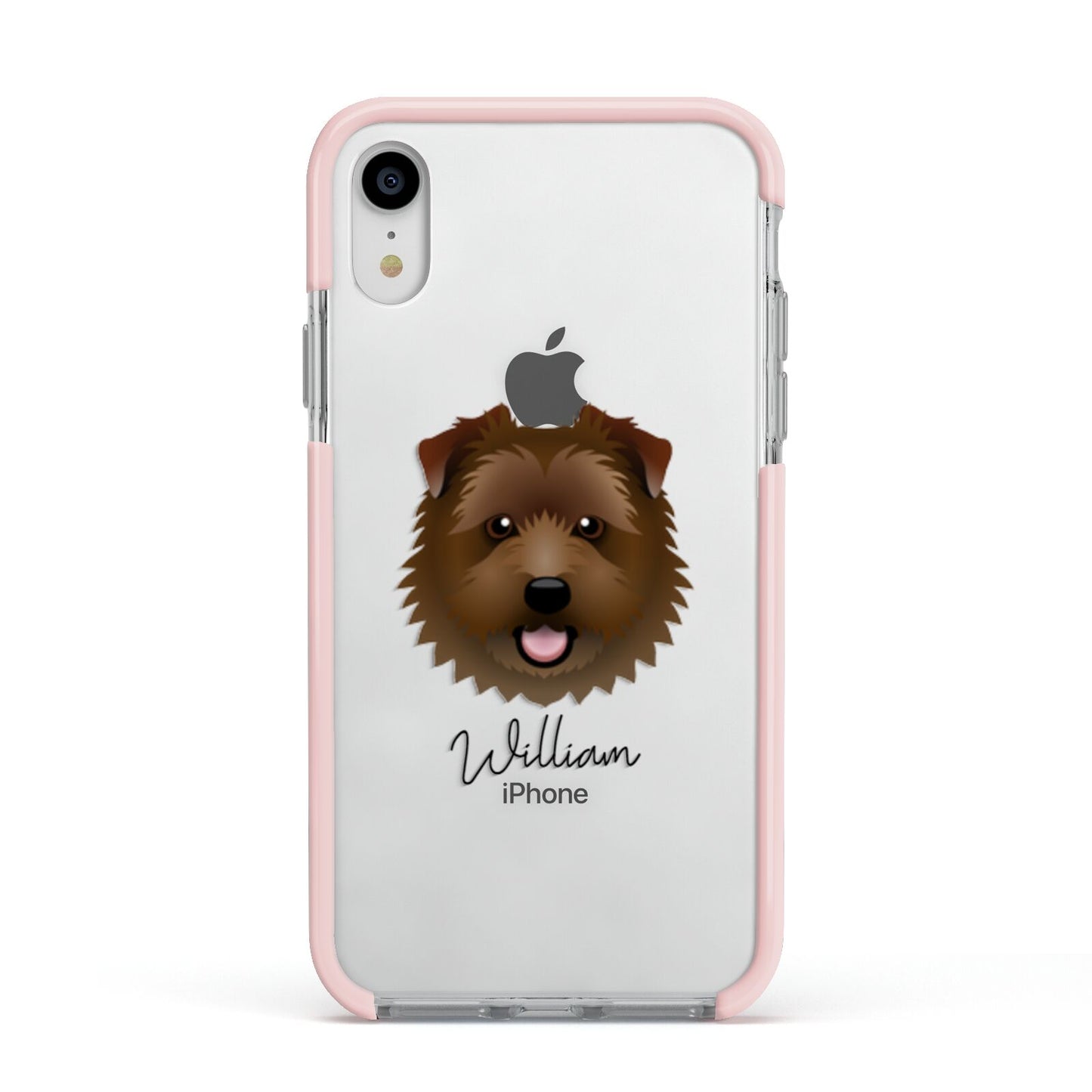 Norfolk Terrier Personalised Apple iPhone XR Impact Case Pink Edge on Silver Phone