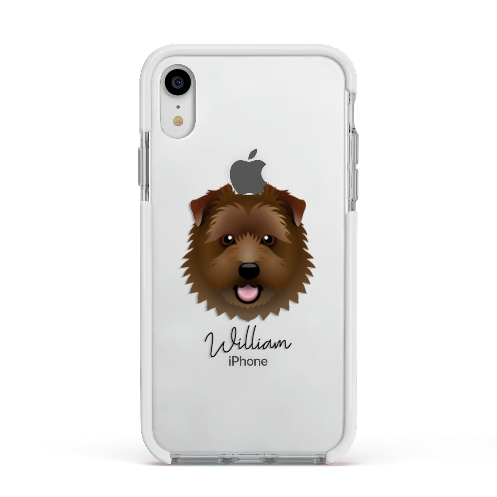 Norfolk Terrier Personalised Apple iPhone XR Impact Case White Edge on Silver Phone