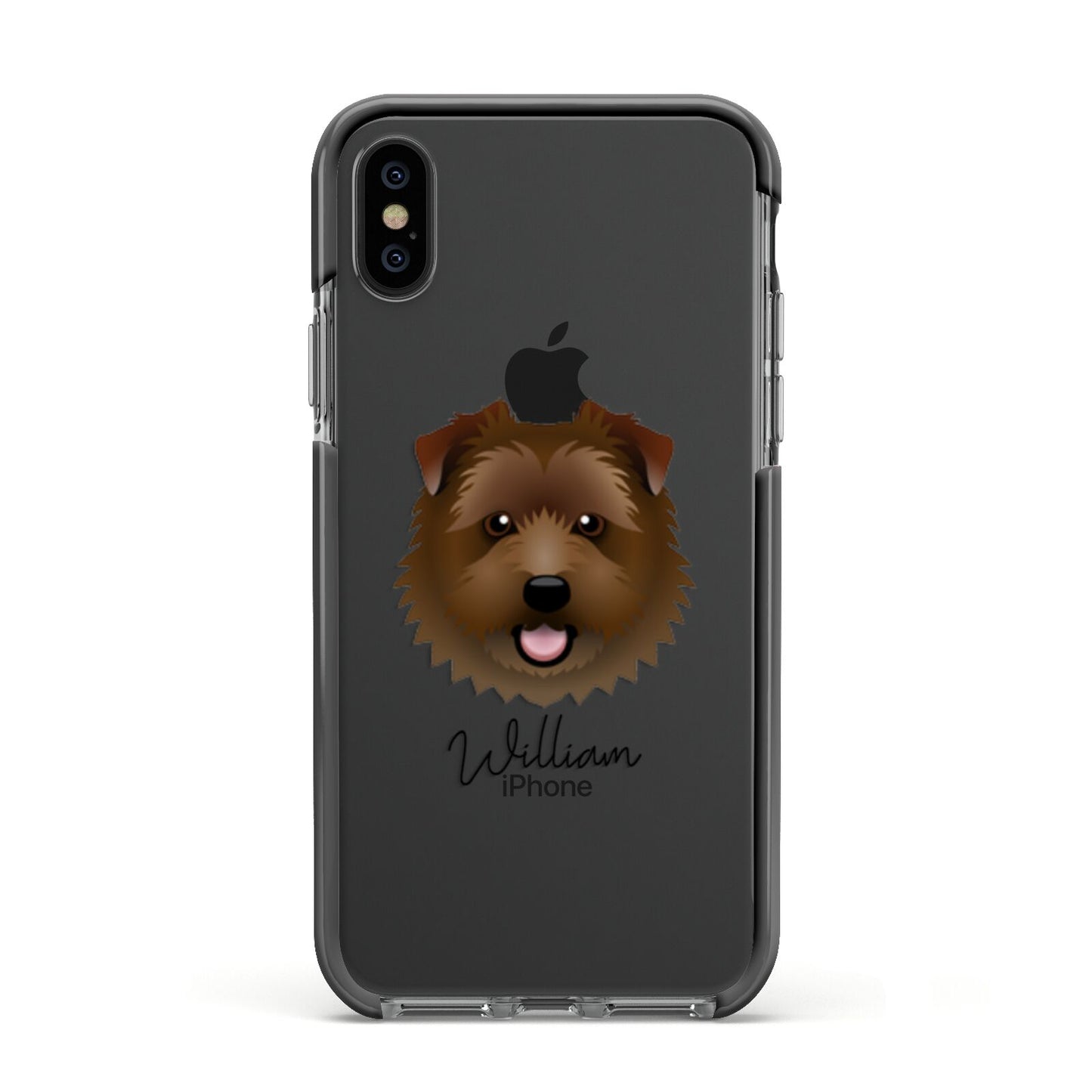 Norfolk Terrier Personalised Apple iPhone Xs Impact Case Black Edge on Black Phone