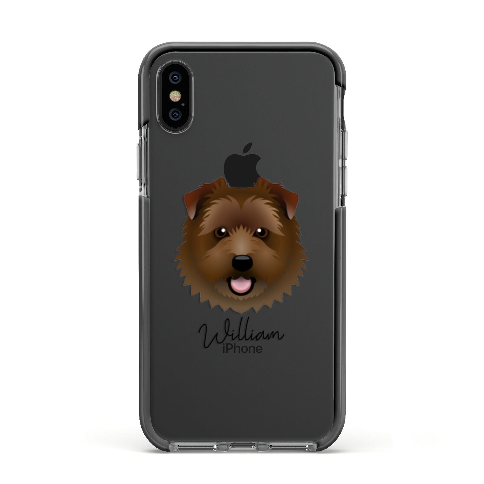 Norfolk Terrier Personalised Apple iPhone Xs Impact Case Black Edge on Black Phone