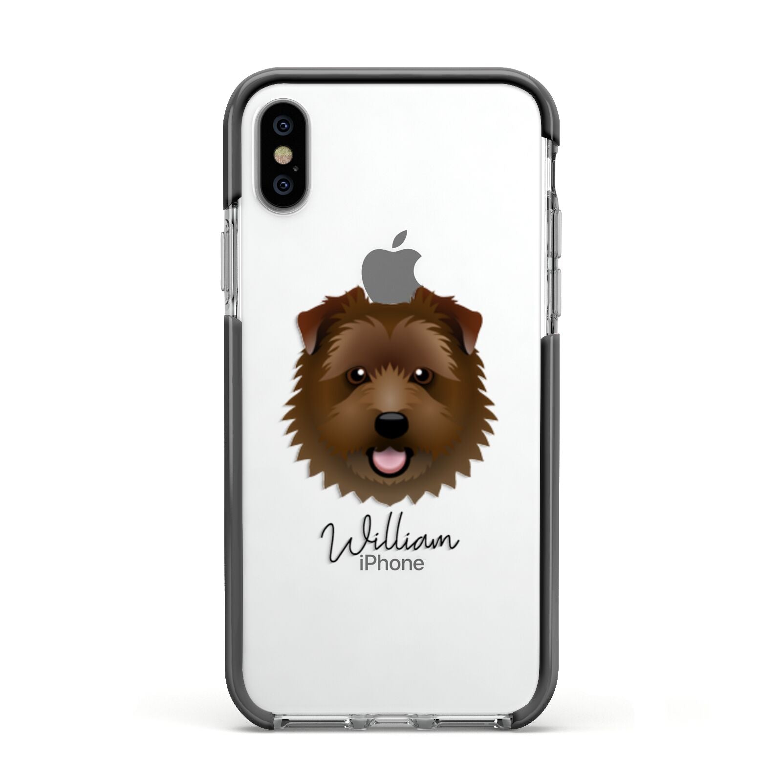 Norfolk Terrier Personalised Apple iPhone Xs Impact Case Black Edge on Silver Phone