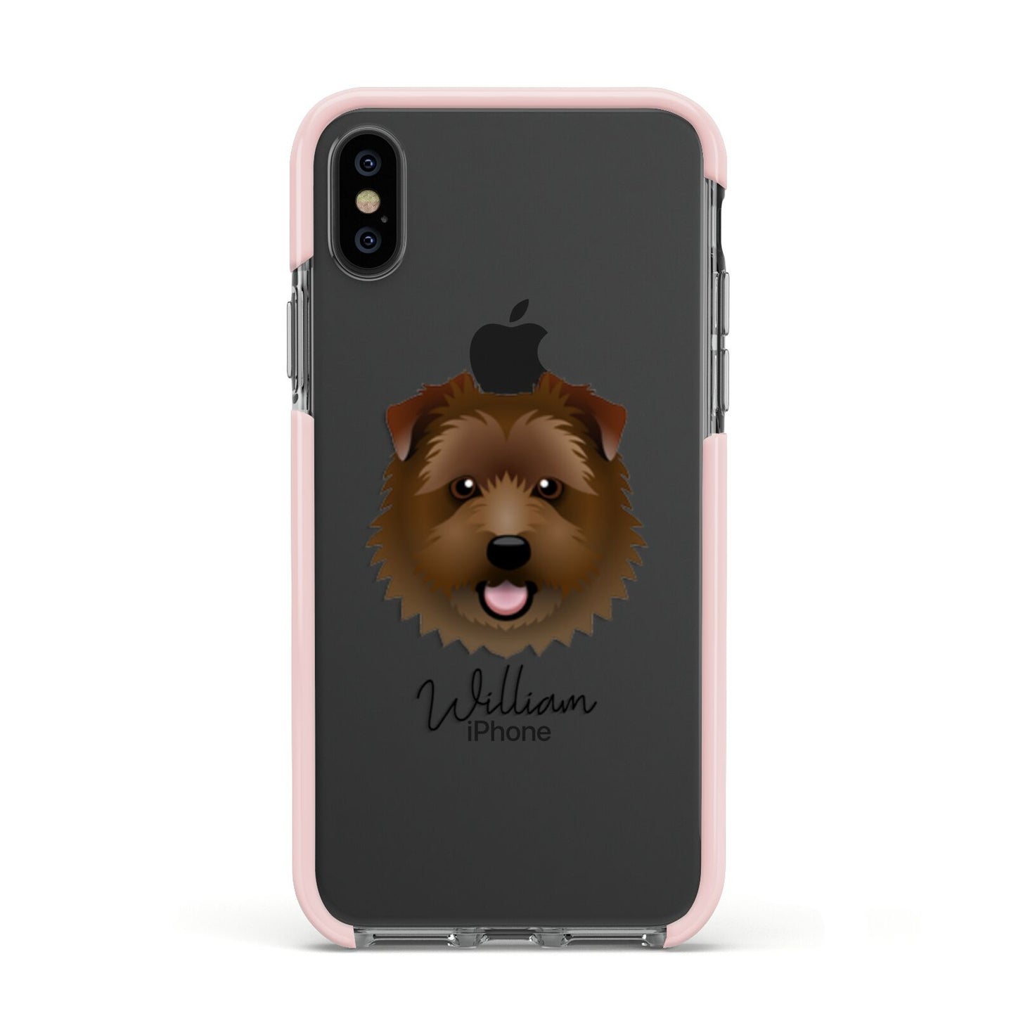 Norfolk Terrier Personalised Apple iPhone Xs Impact Case Pink Edge on Black Phone