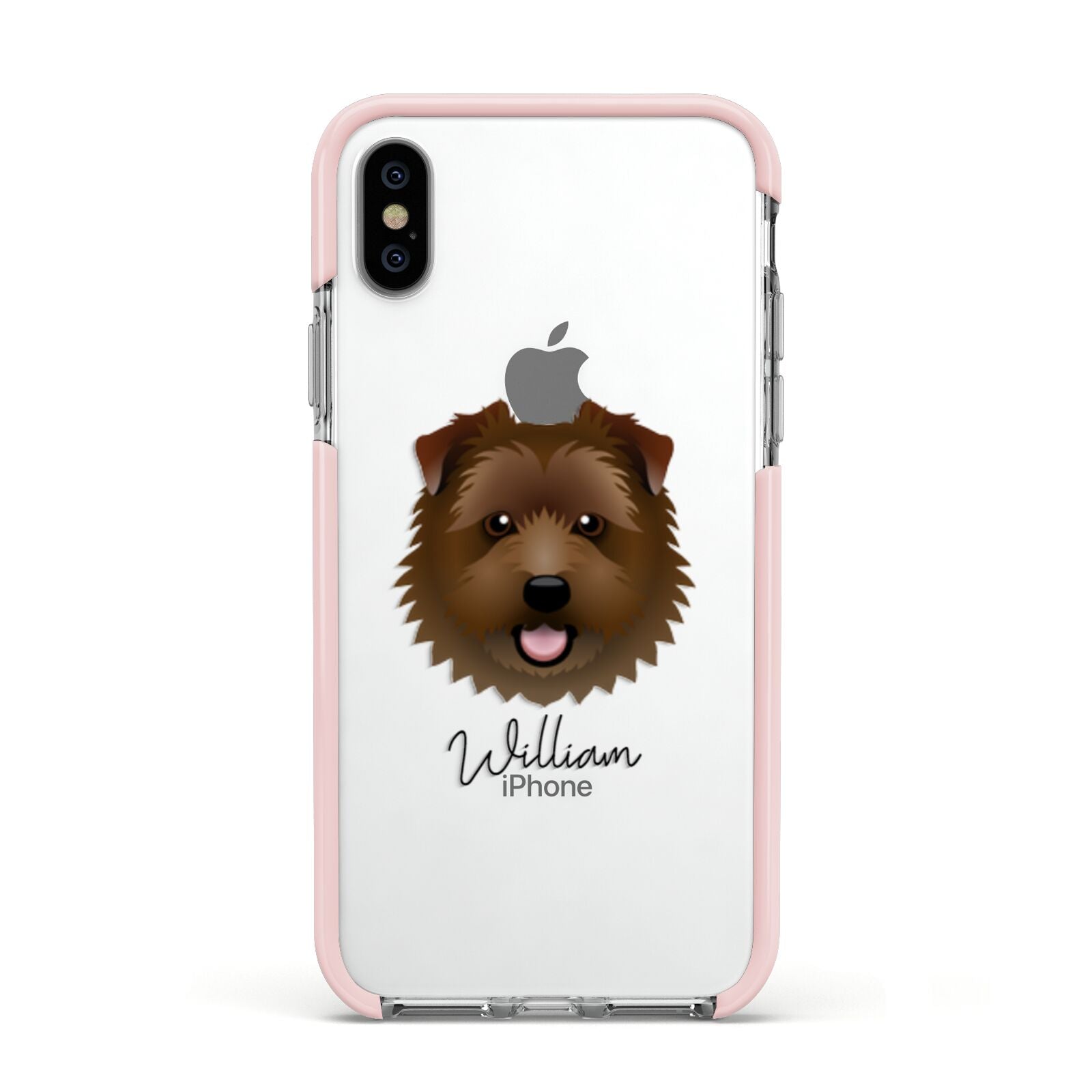 Norfolk Terrier Personalised Apple iPhone Xs Impact Case Pink Edge on Silver Phone