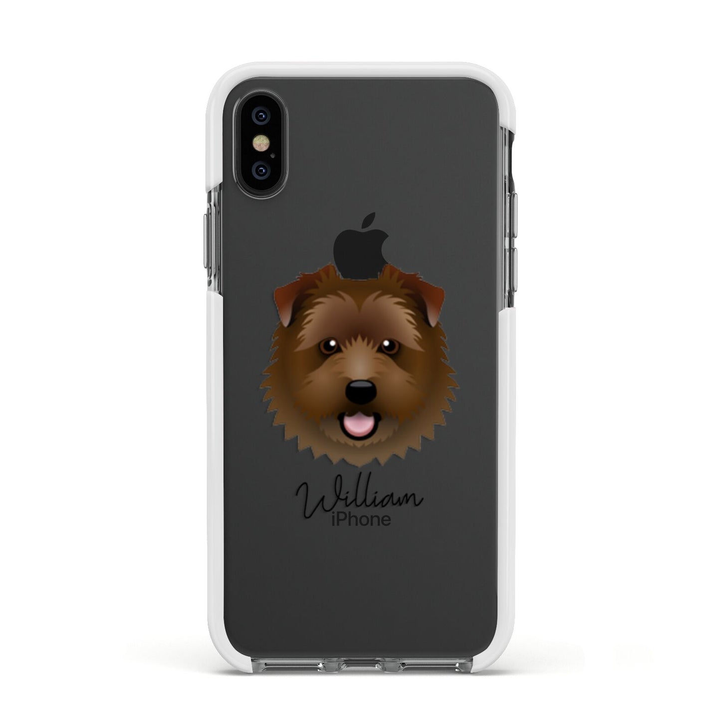 Norfolk Terrier Personalised Apple iPhone Xs Impact Case White Edge on Black Phone