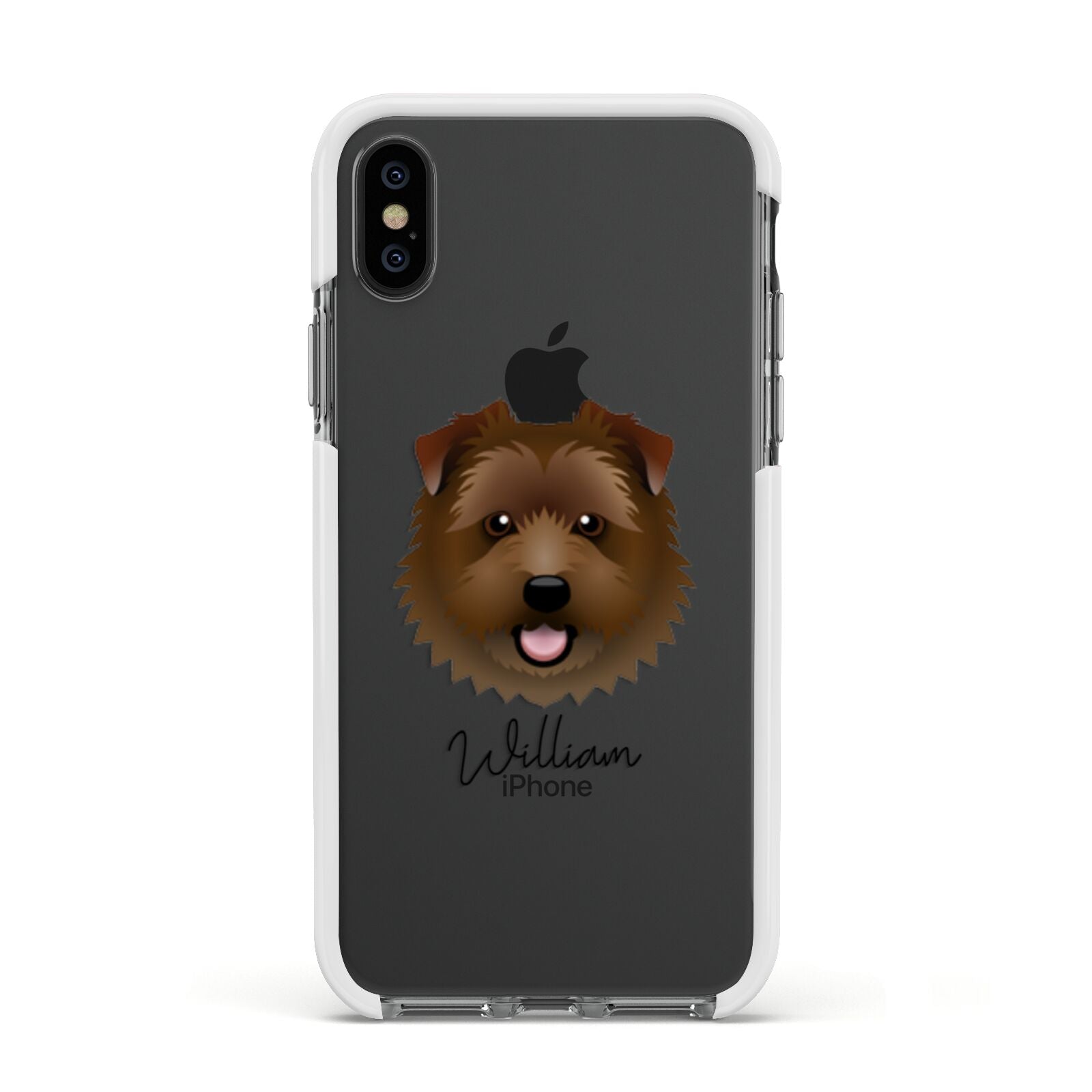 Norfolk Terrier Personalised Apple iPhone Xs Impact Case White Edge on Black Phone