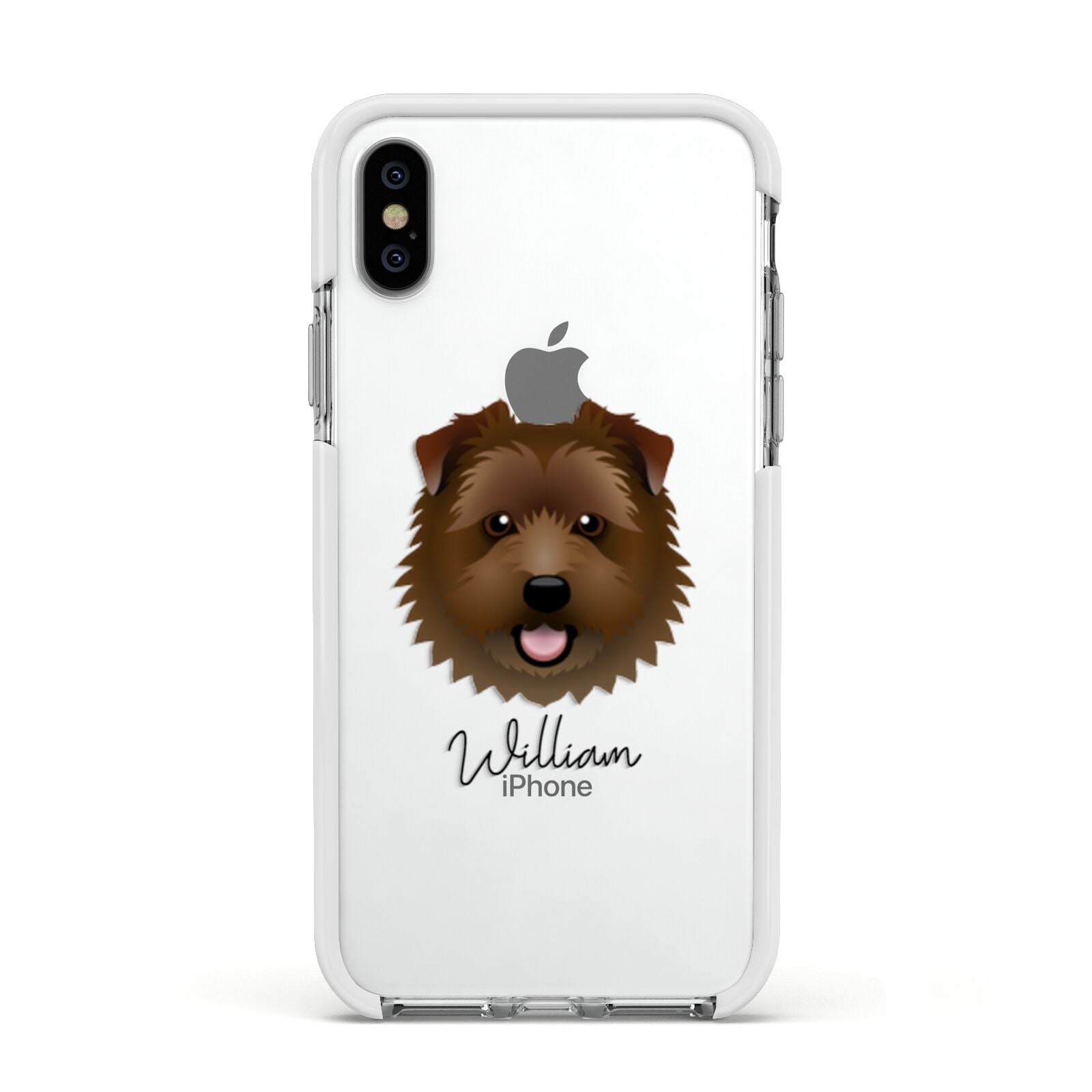 Norfolk Terrier Personalised Apple iPhone Xs Impact Case White Edge on Silver Phone