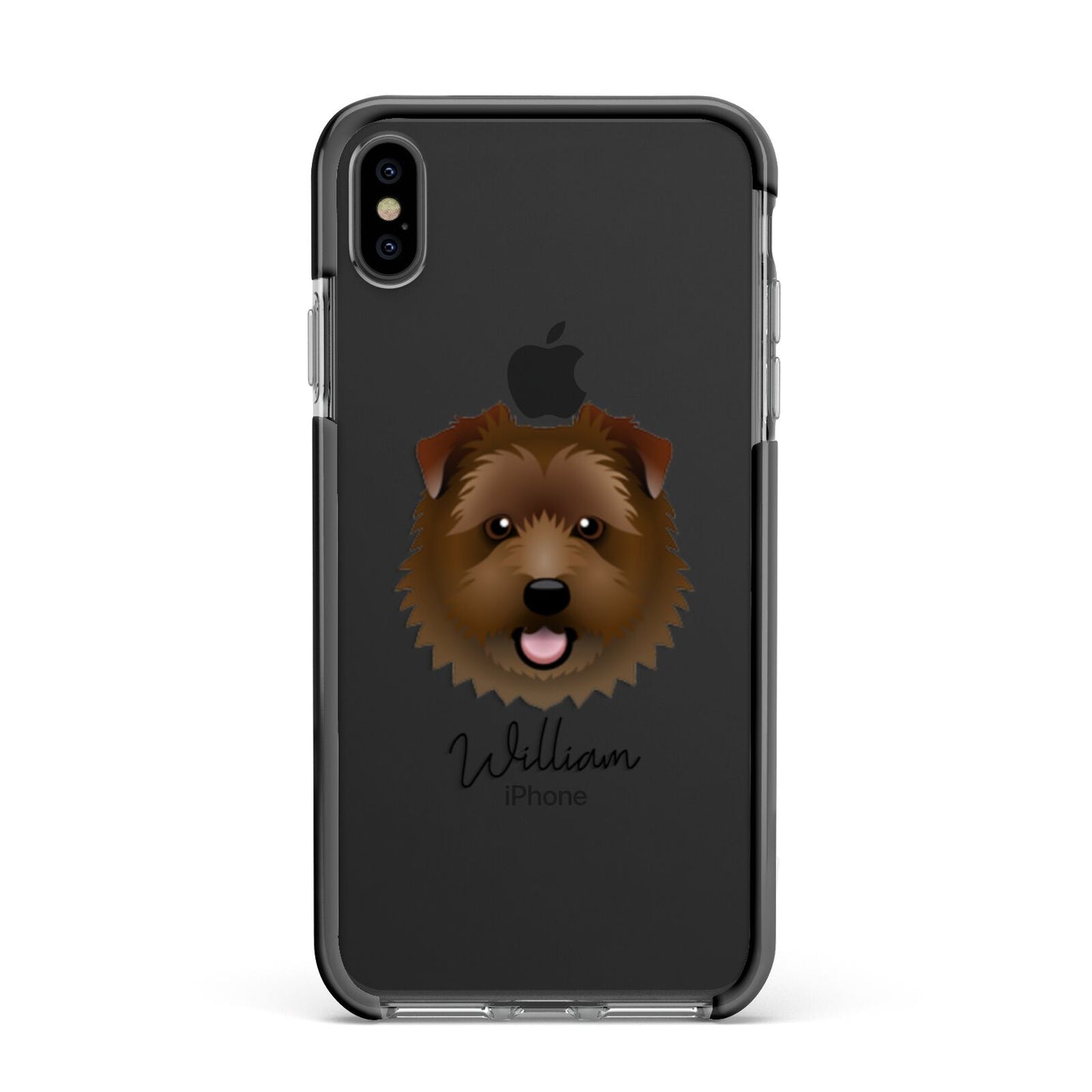 Norfolk Terrier Personalised Apple iPhone Xs Max Impact Case Black Edge on Black Phone