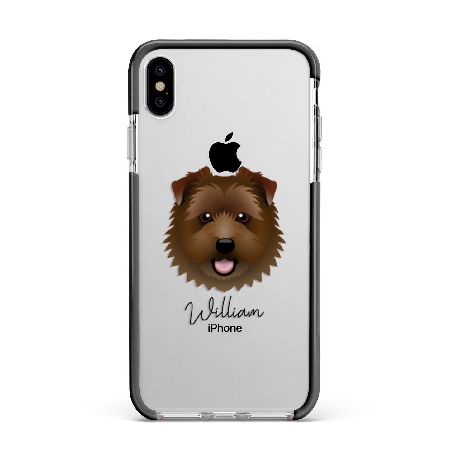 Norfolk Terrier Personalised Apple iPhone Xs Max Impact Case Black Edge on Silver Phone