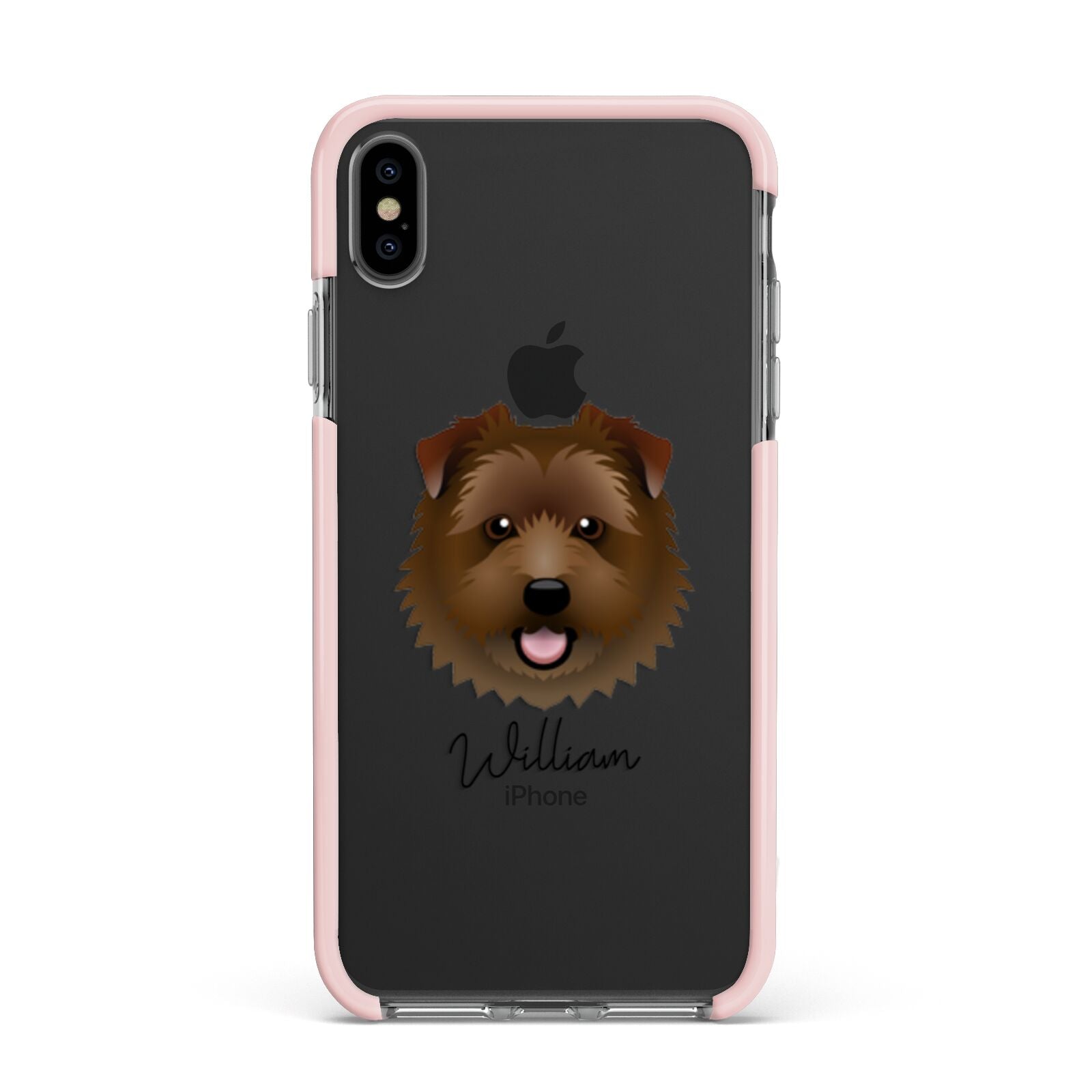 Norfolk Terrier Personalised Apple iPhone Xs Max Impact Case Pink Edge on Black Phone