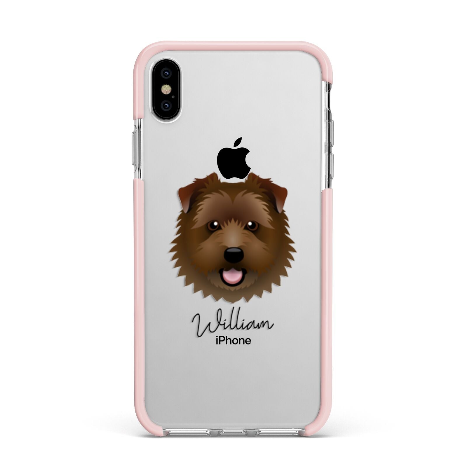 Norfolk Terrier Personalised Apple iPhone Xs Max Impact Case Pink Edge on Silver Phone