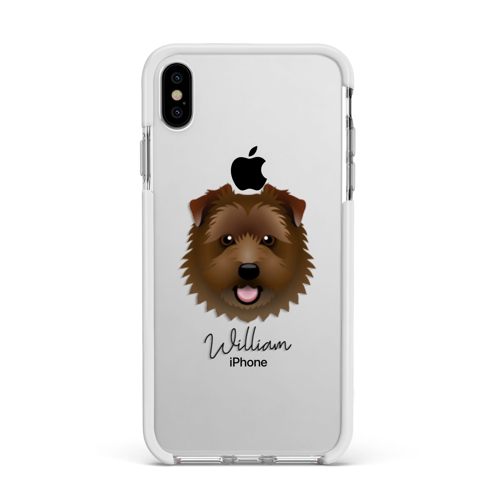 Norfolk Terrier Personalised Apple iPhone Xs Max Impact Case White Edge on Silver Phone