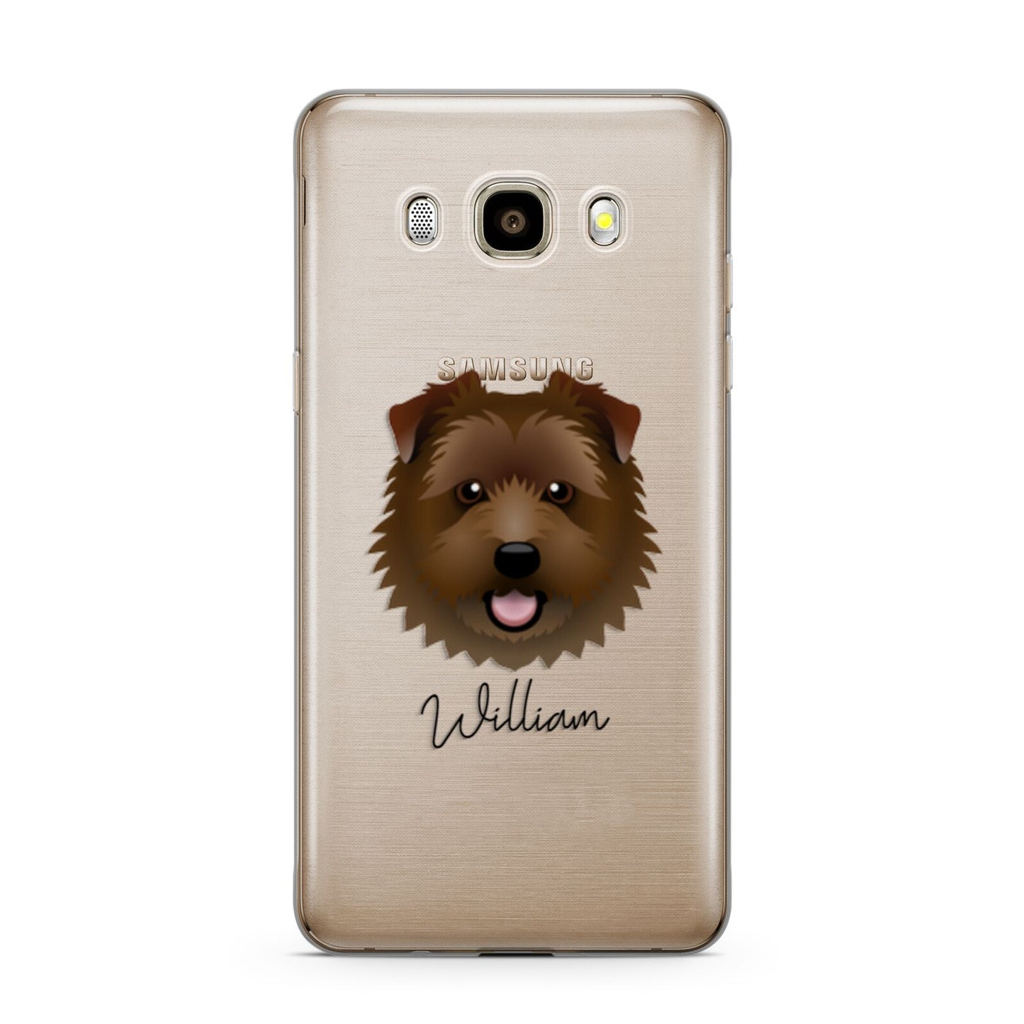 Norfolk Terrier Personalised Samsung Galaxy J7 2016 Case on gold phone