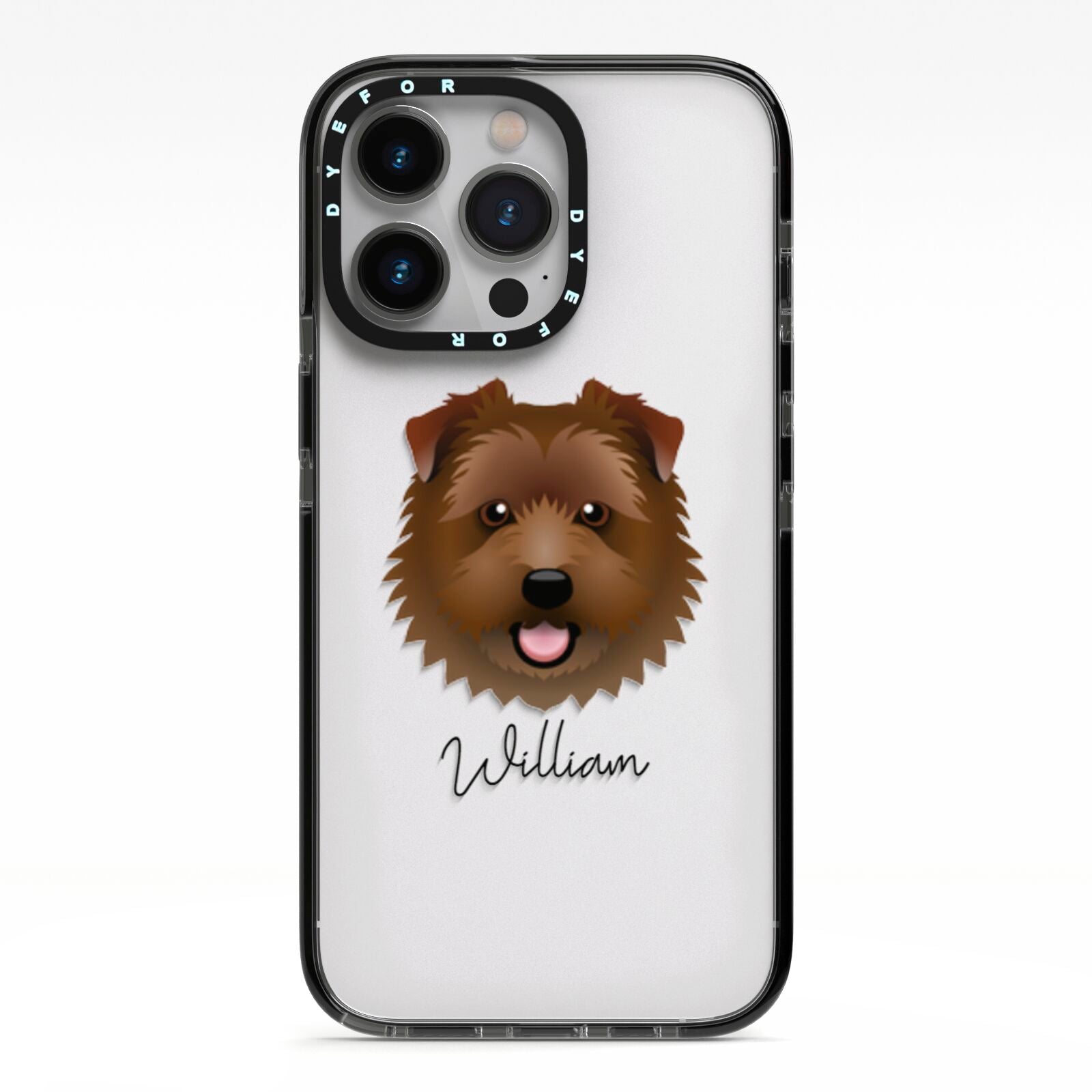 Norfolk Terrier Personalised iPhone 13 Pro Black Impact Case on Silver phone