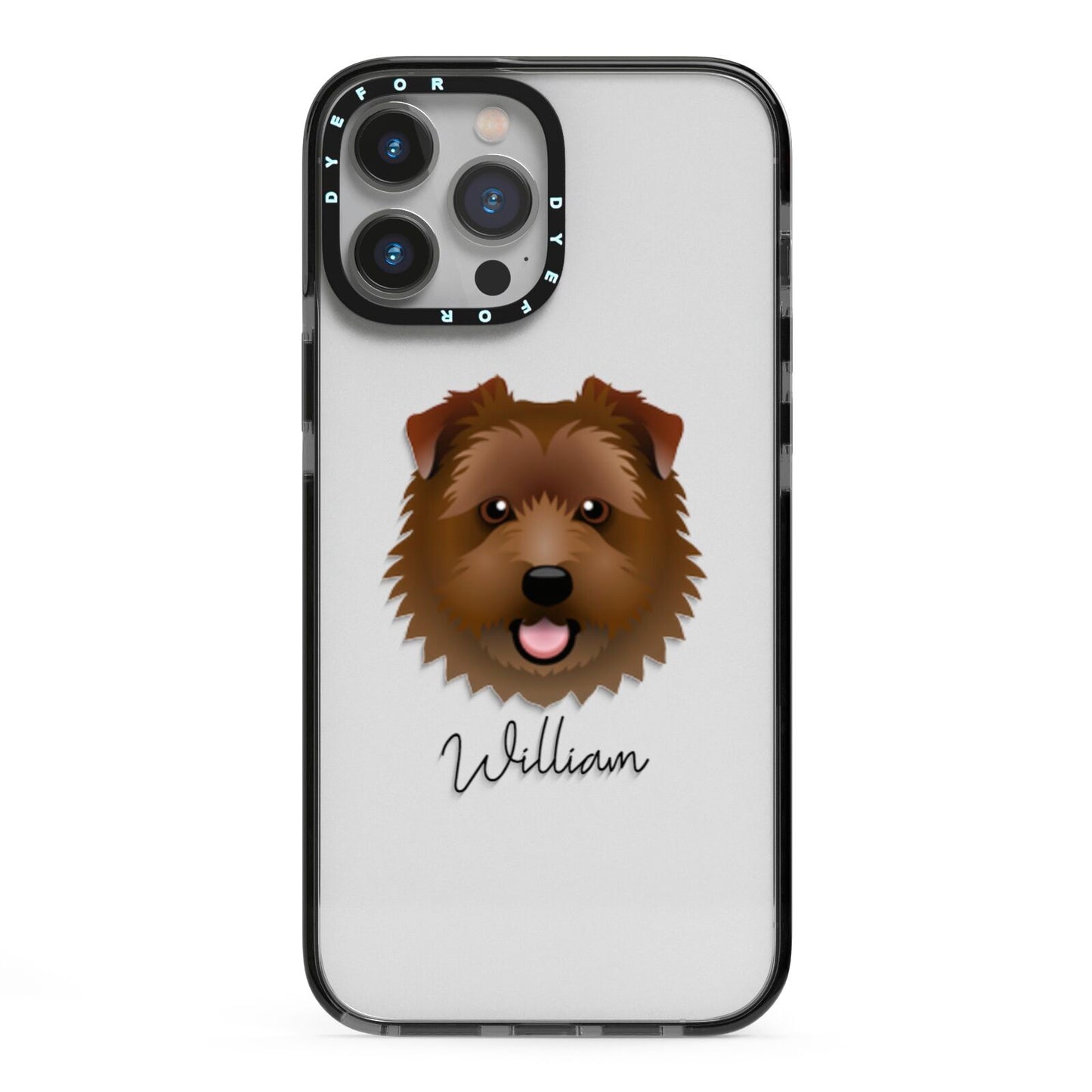 Norfolk Terrier Personalised iPhone 13 Pro Max Black Impact Case on Silver phone