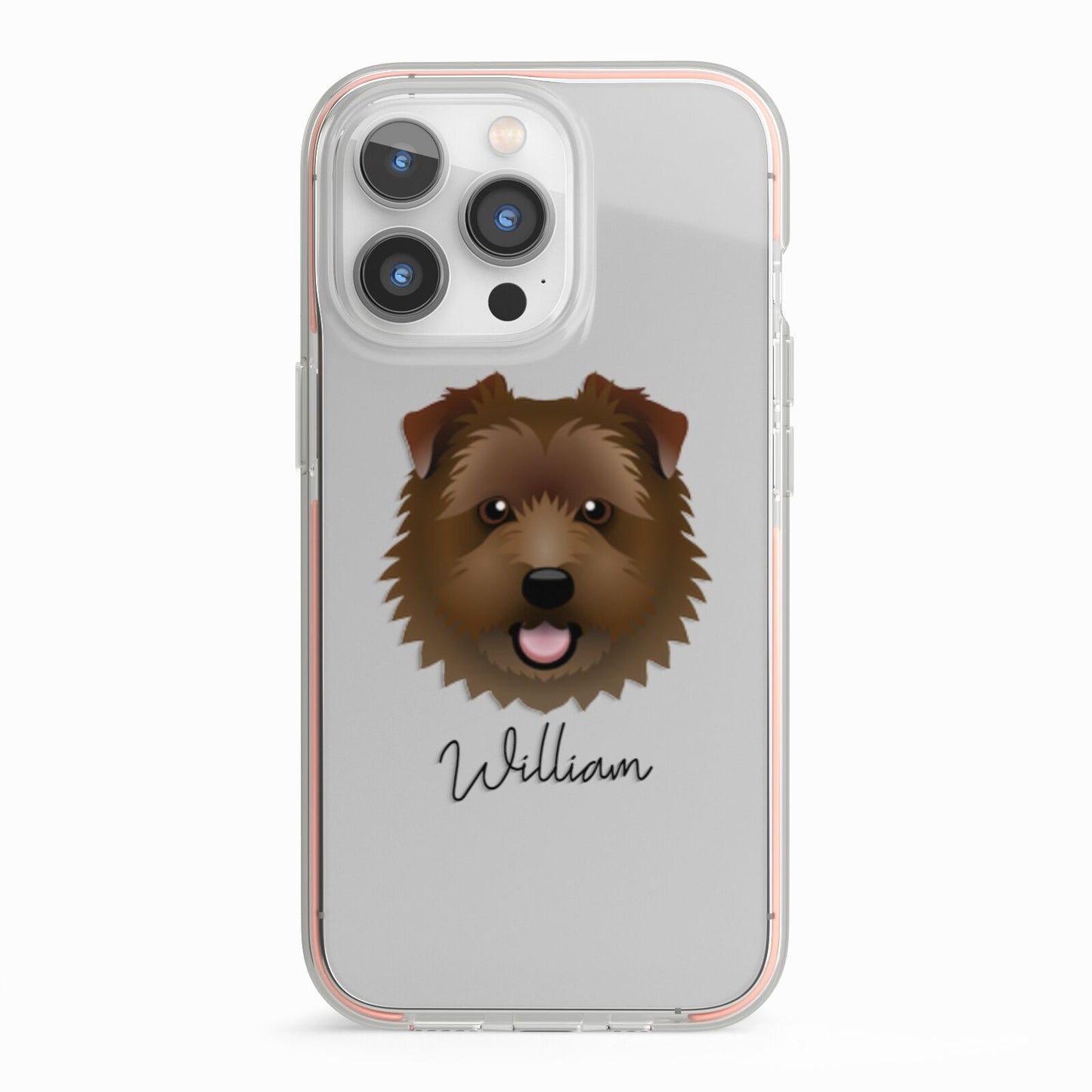 Norfolk Terrier Personalised iPhone 13 Pro TPU Impact Case with Pink Edges
