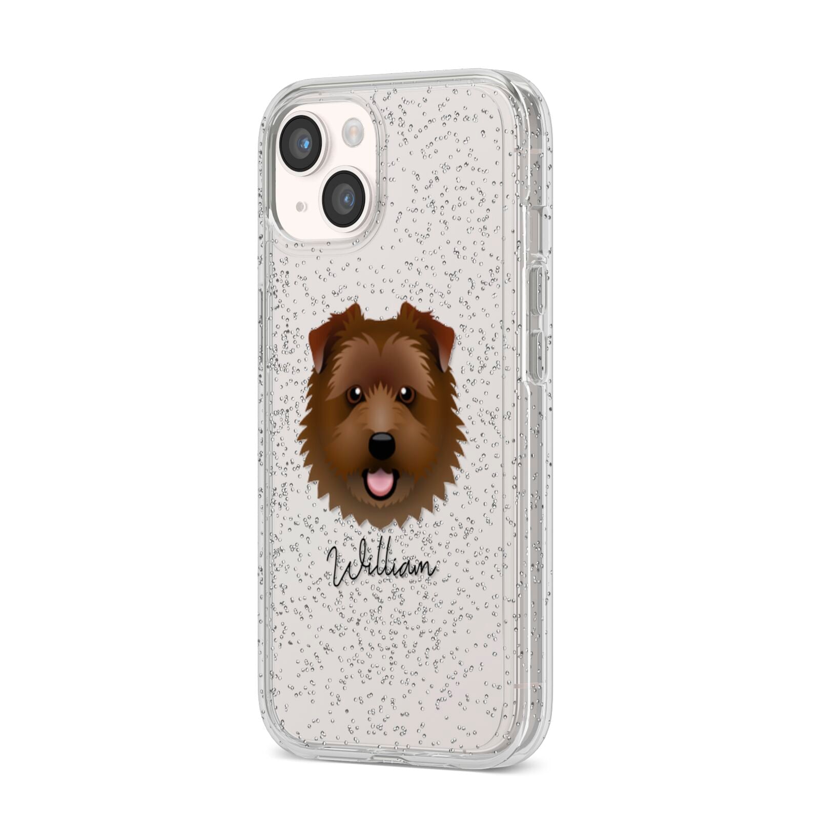 Norfolk Terrier Personalised iPhone 14 Glitter Tough Case Starlight Angled Image