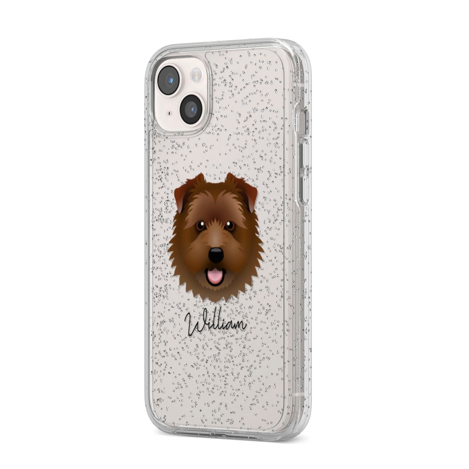 Norfolk Terrier Personalised iPhone 14 Plus Glitter Tough Case Starlight Angled Image