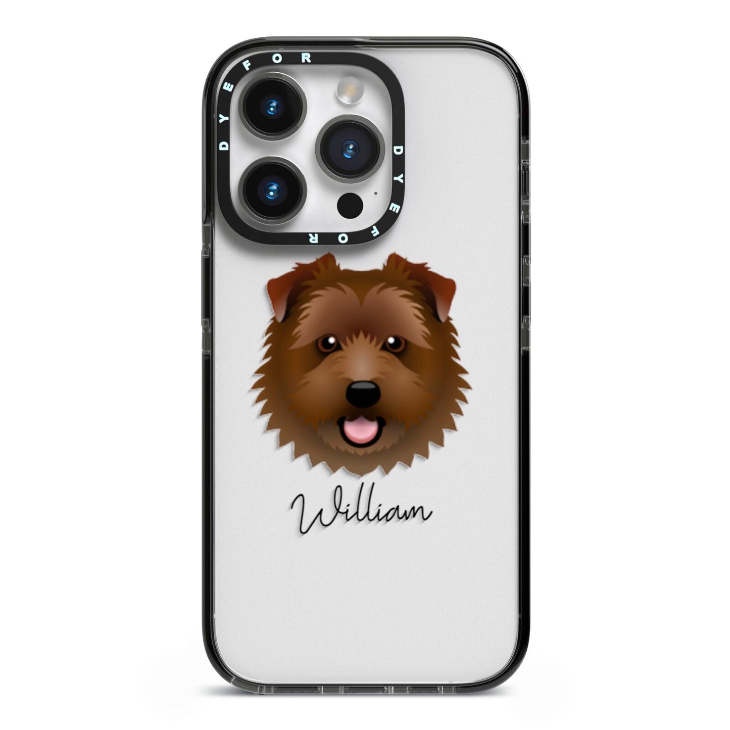 Norfolk Terrier Personalised iPhone 14 Pro Black Impact Case on Silver phone