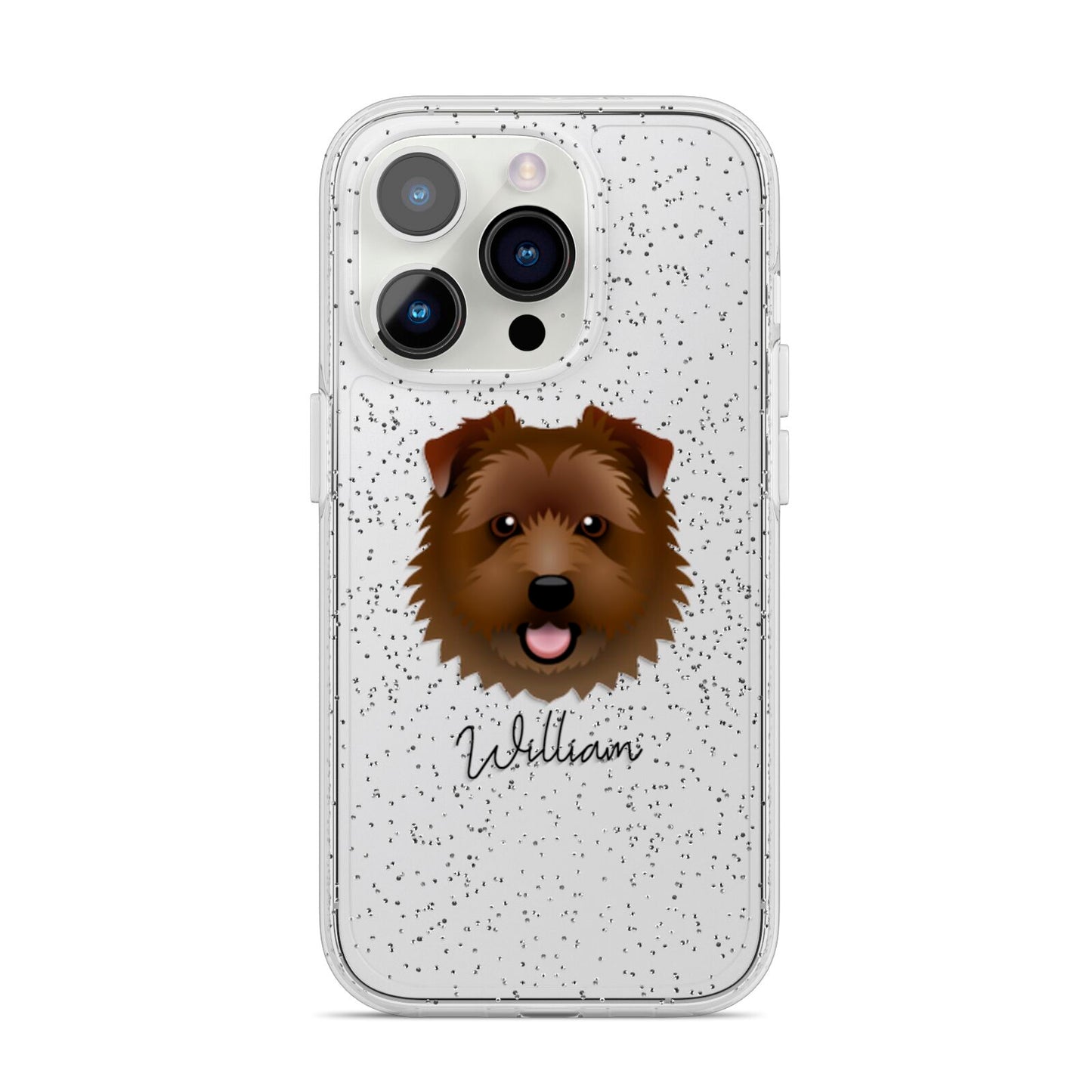 Norfolk Terrier Personalised iPhone 14 Pro Glitter Tough Case Silver