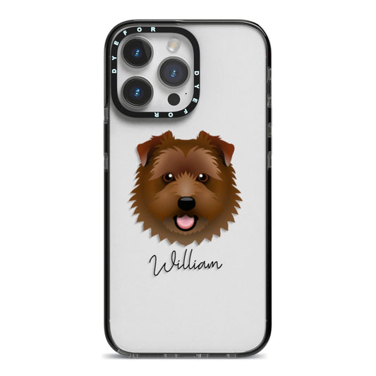 Norfolk Terrier Personalised iPhone 14 Pro Max Black Impact Case on Silver phone