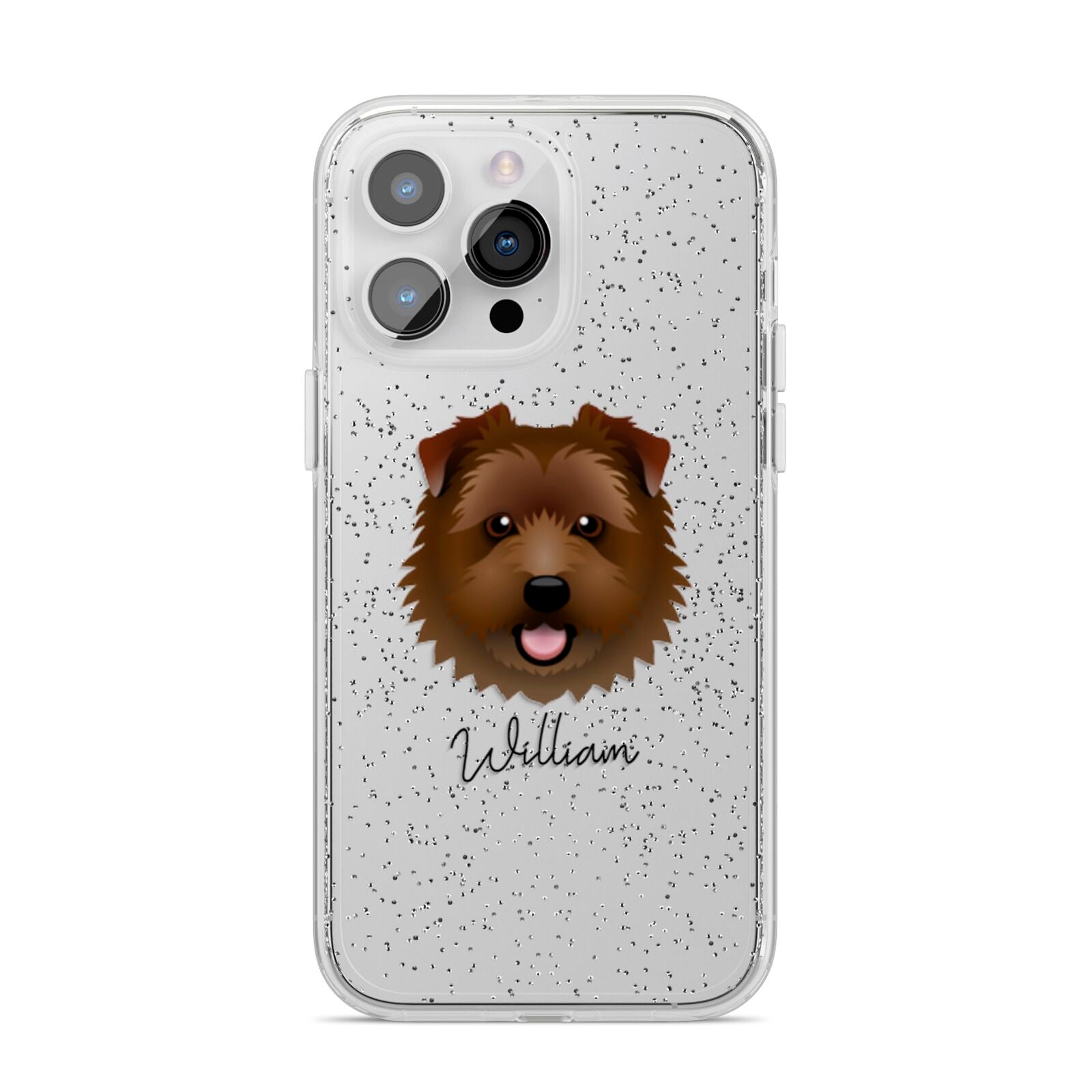 Norfolk Terrier Personalised iPhone 14 Pro Max Glitter Tough Case Silver