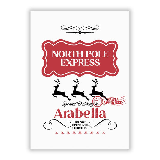 North Pole Express Personalised A5 Flat Greetings Card